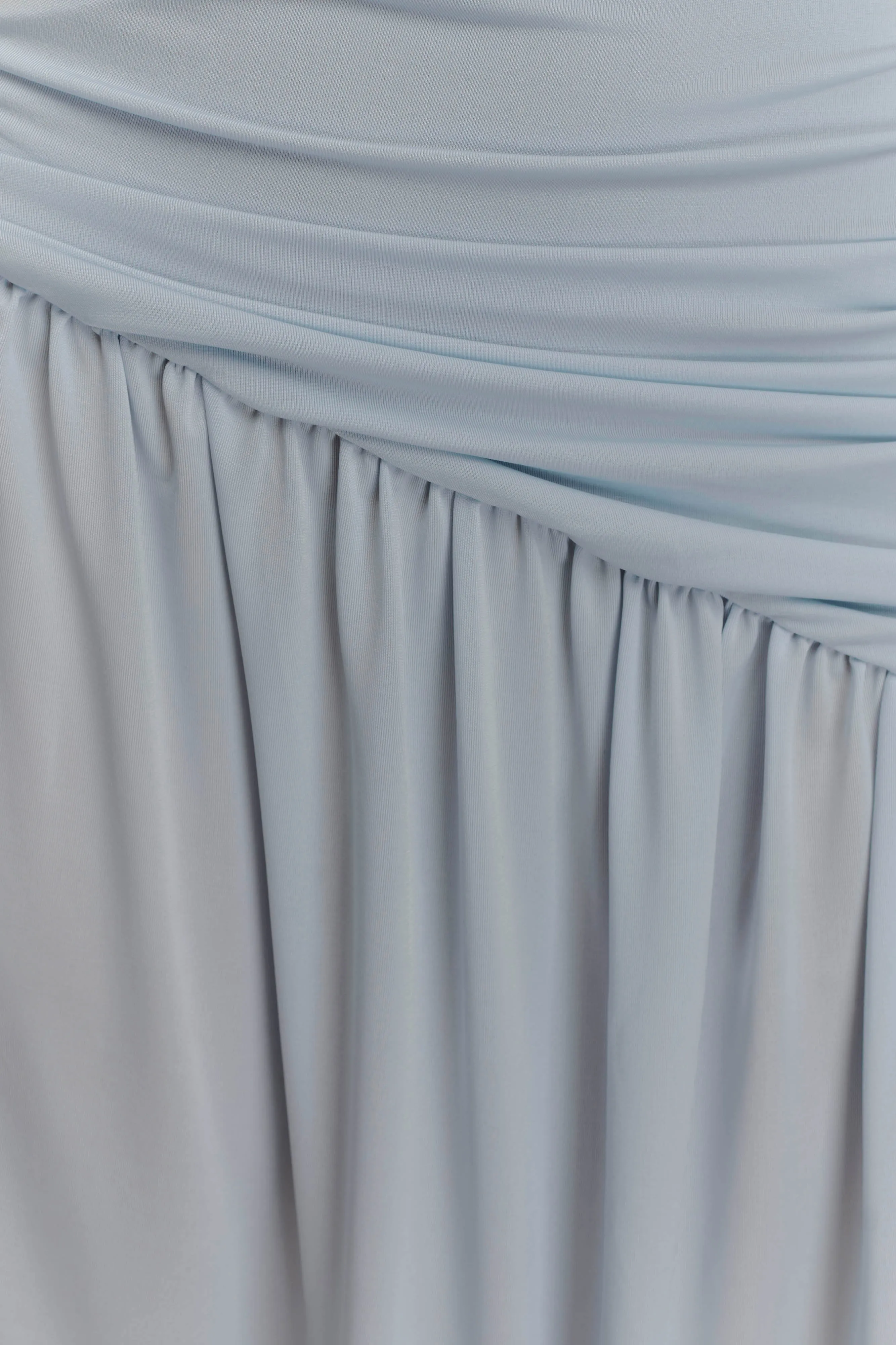 Bex Strapless Slinky Maxi Dress With Split - Pale Blue sold by Meshki product image thumbnail 5