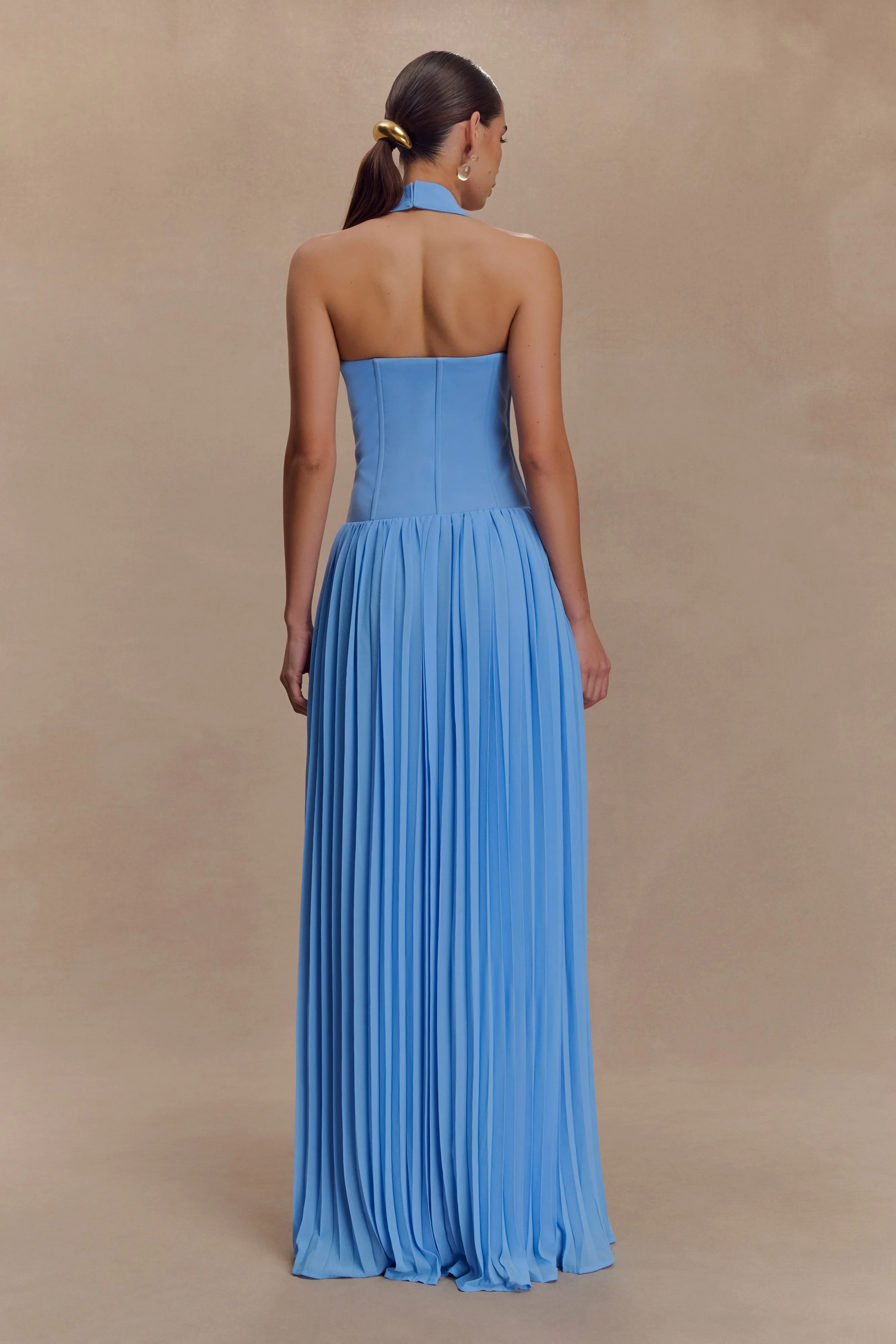Stacie Pleated Halter Maxi Dress - Bright Blue sold by Meshki product image thumbnail 2