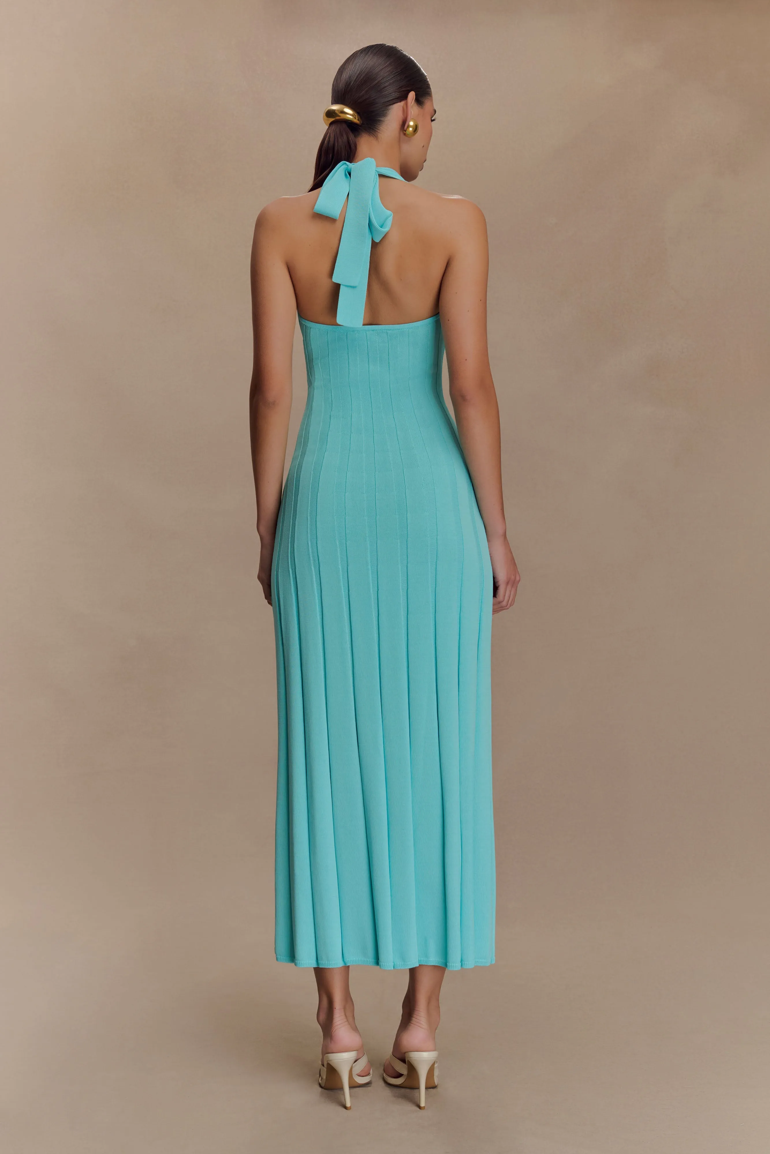 Jacqui Halter Knit Midi Dress - Cyan Blue sold by Meshki product image thumbnail 2