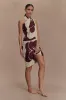 Evie Cotton Sarong - Chocolate Deco Fleur Print sold by Meshki