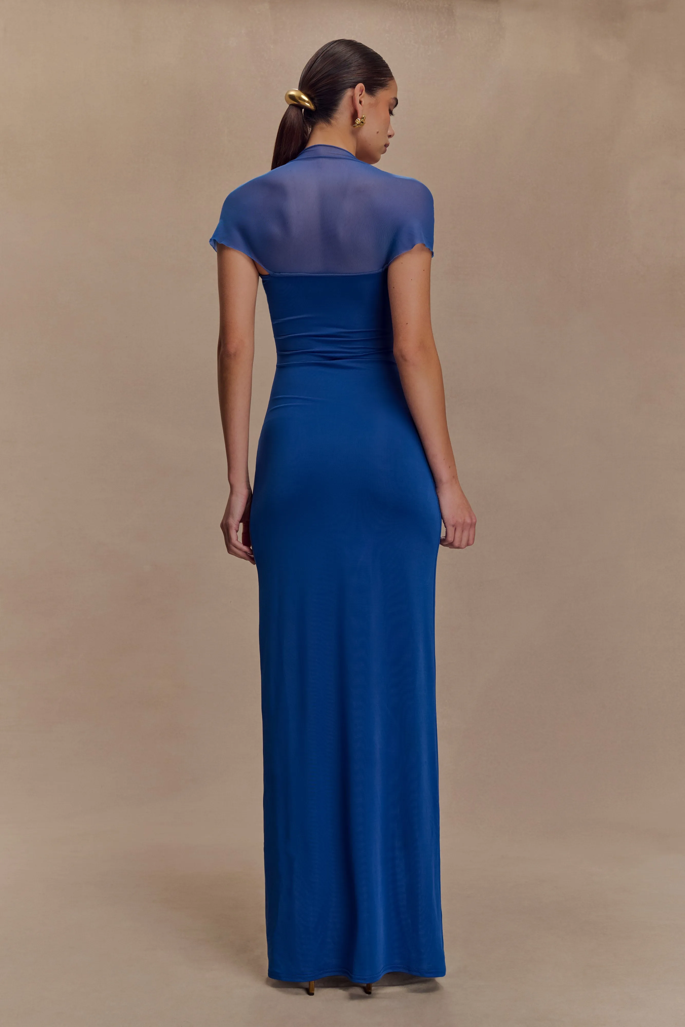 Wyatt Slinky And Mesh Maxi Dress - Cobalt Blue sold by Meshki product image thumbnail 2