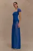 Wyatt Slinky And Mesh Maxi Dress - Cobalt Blue sold by Meshki