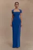 Wyatt Slinky And Mesh Maxi Dress - Cobalt Blue sold by Meshki