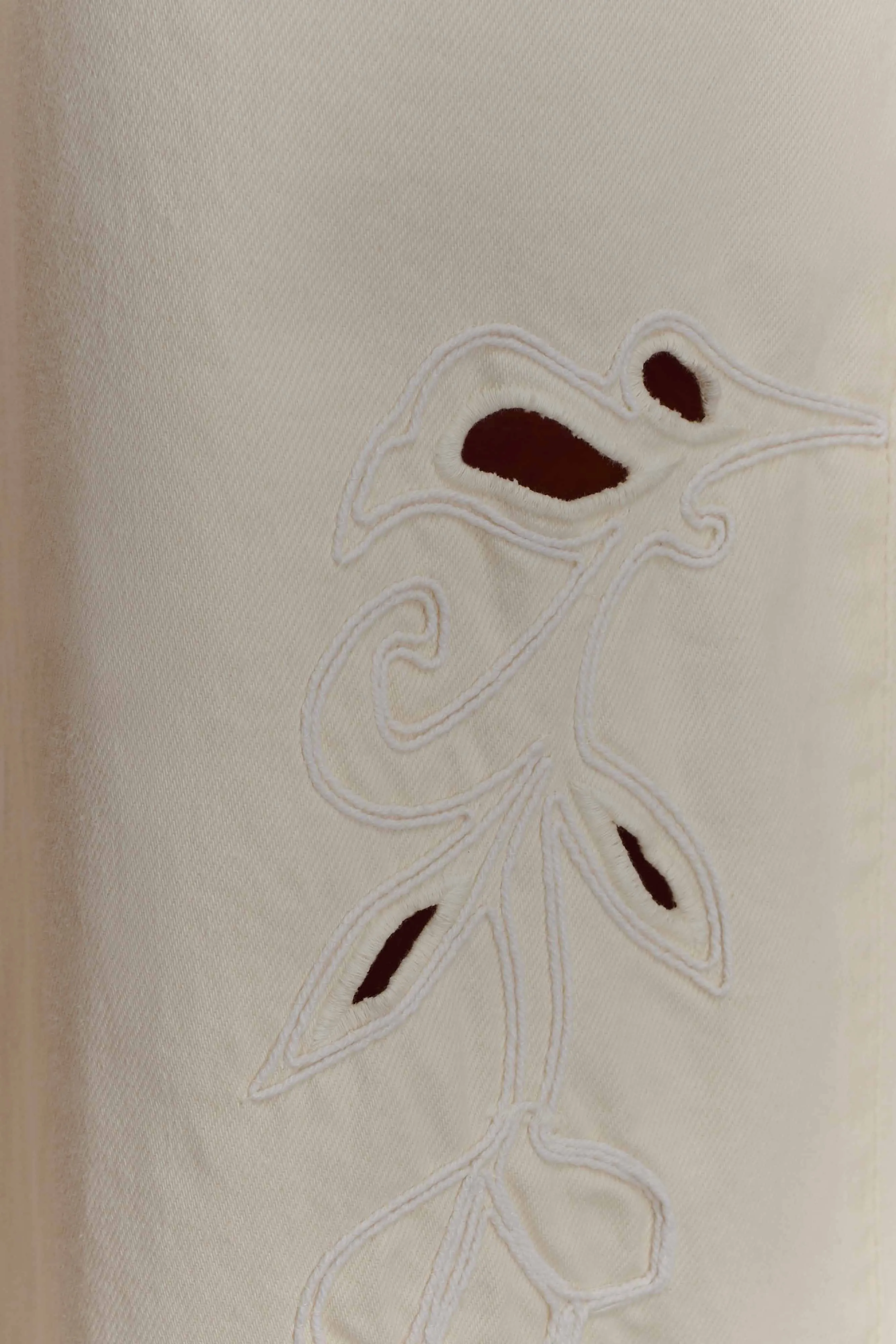 Carmella Embroided Jeans - Ecru sold by Meshki product image thumbnail 5