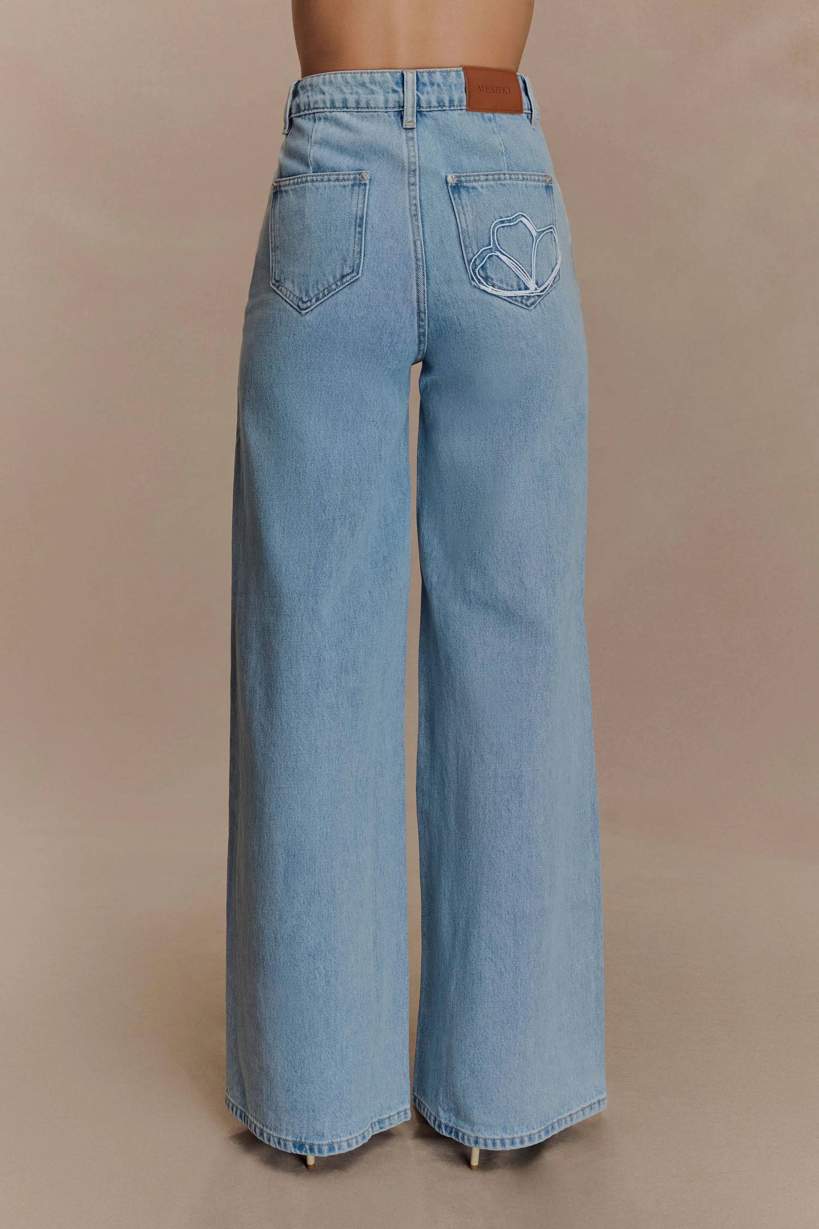 Carmella Embroided Jeans - Mid Blue sold by Meshki product image thumbnail 2