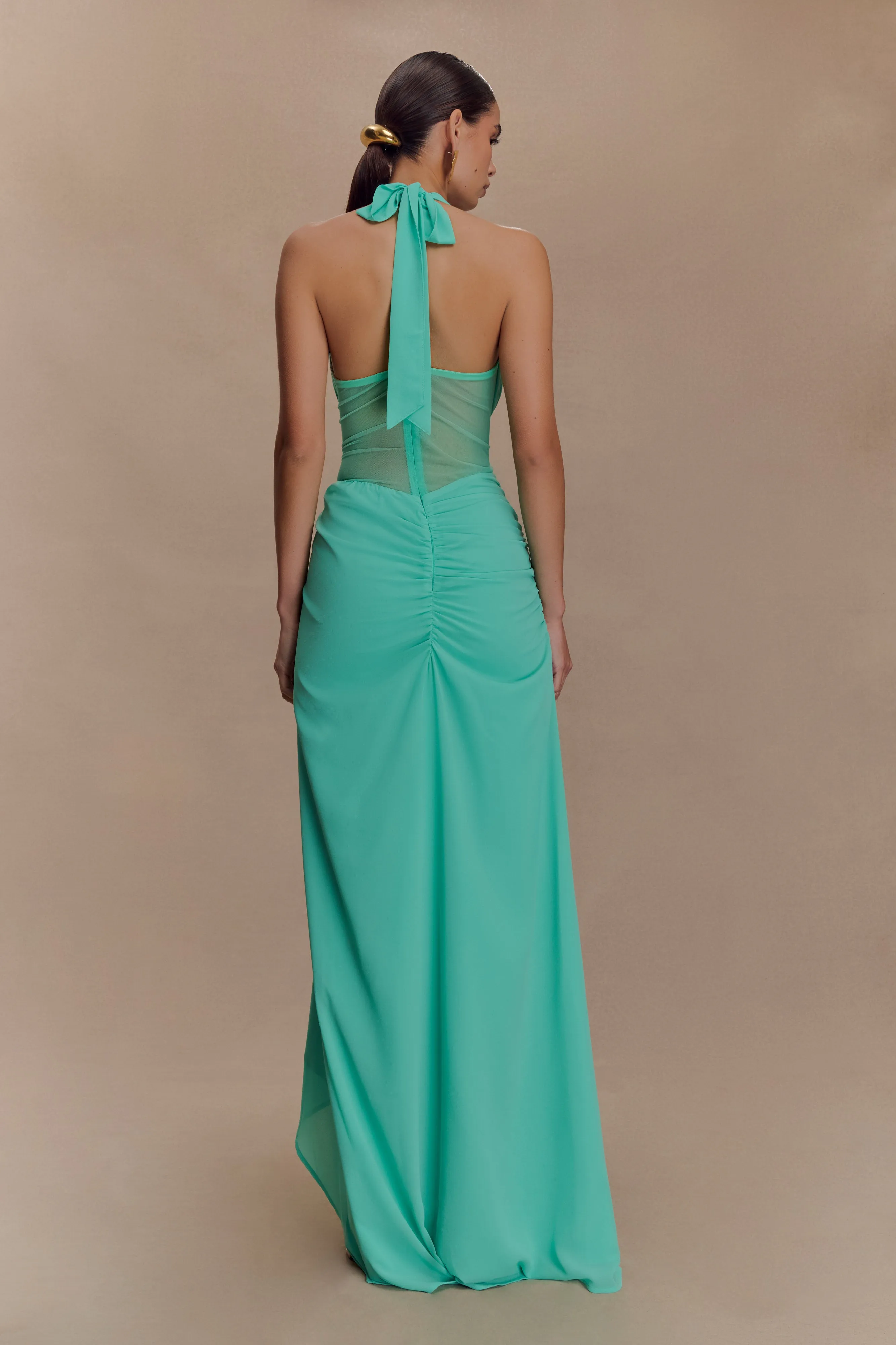 Jonna Chiffon And Mesh Maxi Dress - Lagoon sold by Meshki product image thumbnail 2