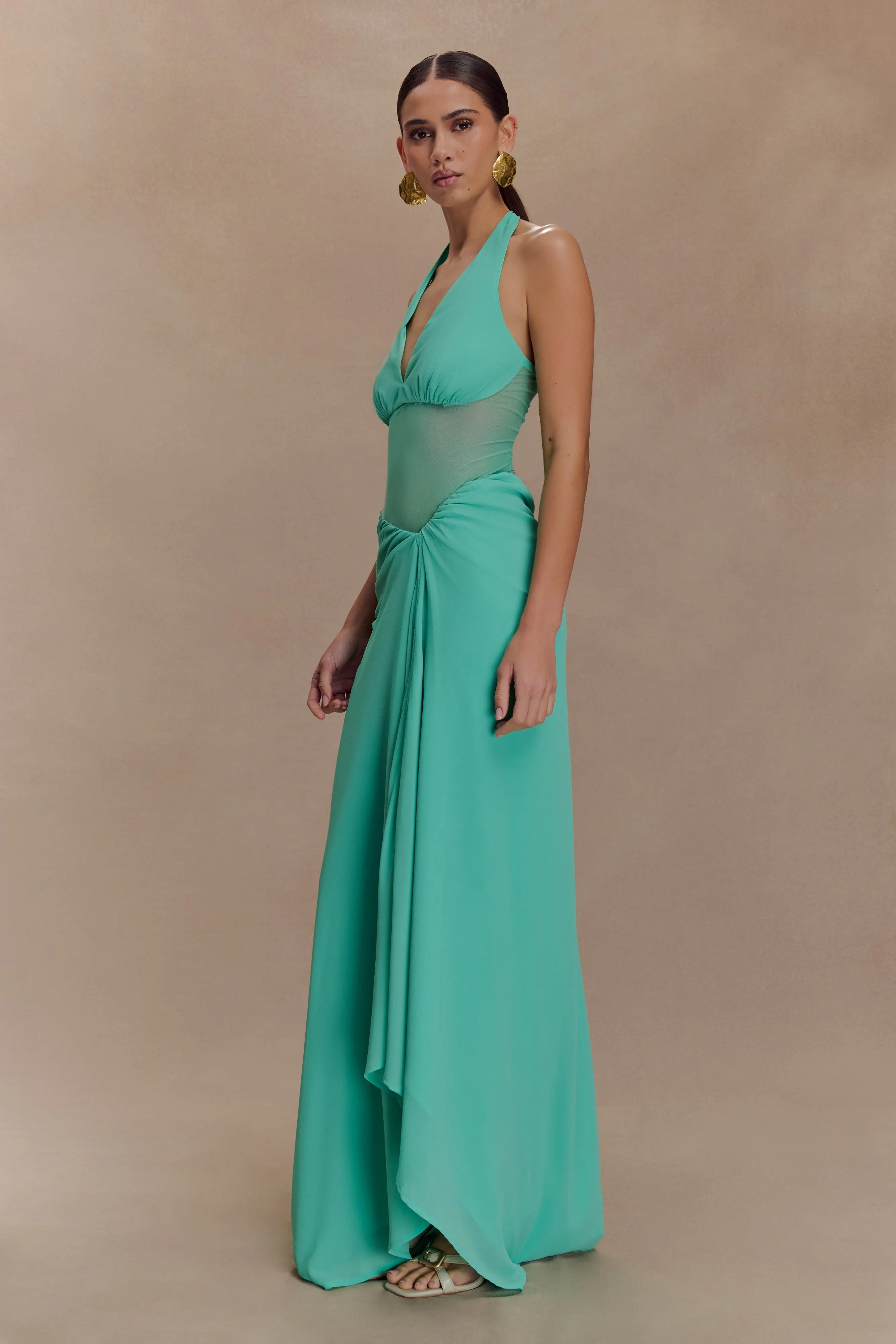 Jonna Chiffon And Mesh Maxi Dress - Lagoon sold by Meshki product image thumbnail 4