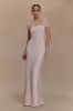 Wyatt Slinky And Mesh Maxi Dress - Pale Pink sold by Meshki