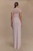 Wyatt Slinky And Mesh Maxi Dress - Pale Pink sold by Meshki