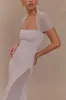 Wyatt Slinky And Mesh Maxi Dress - Pale Pink sold by Meshki