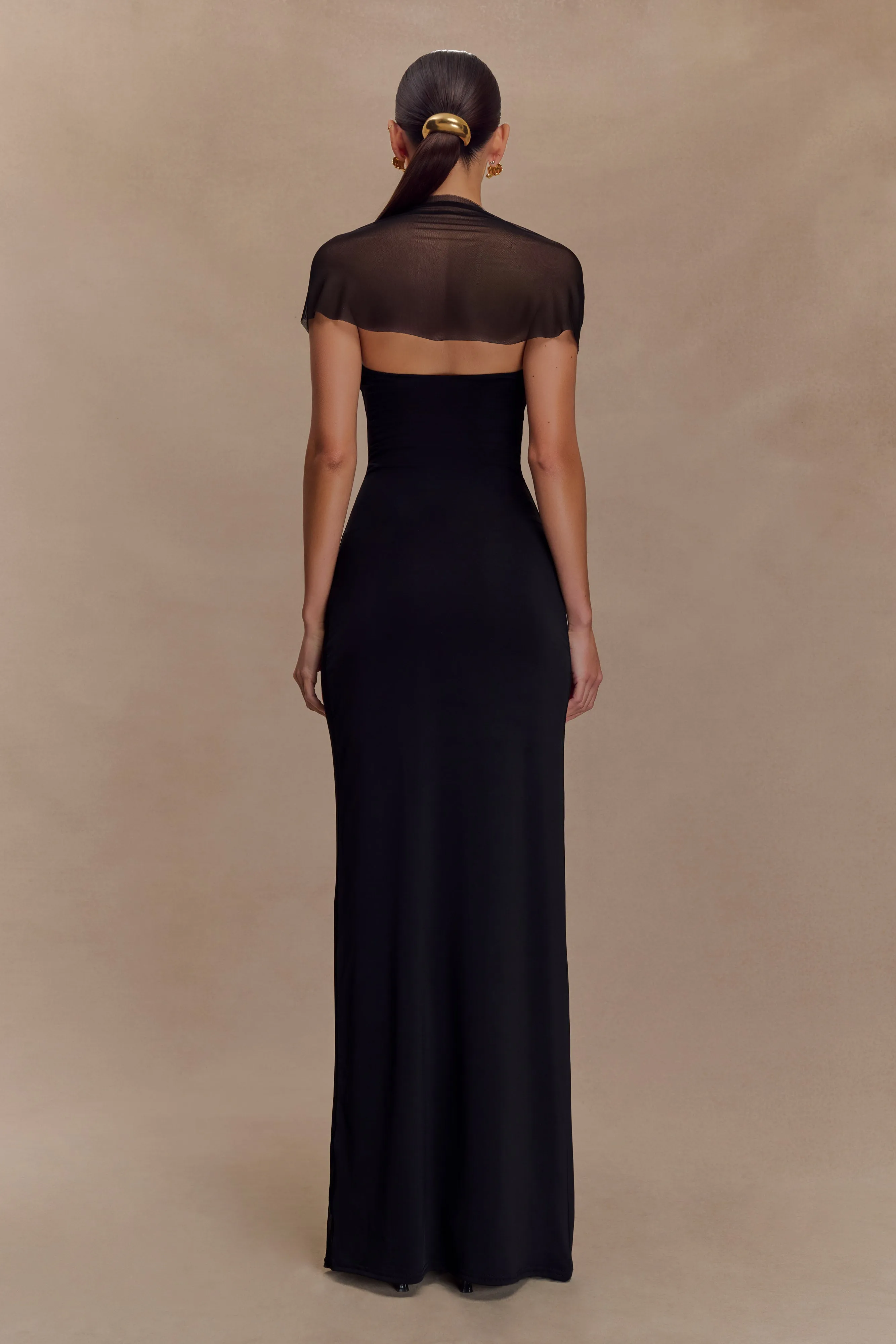 Wyatt Slinky And Mesh Maxi Dress - Black sold by Meshki product image thumbnail 2