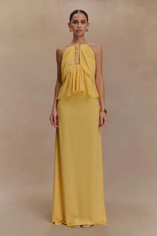 Katalina Chiffon Maxi Skirt - Butterscotch sold by Meshki