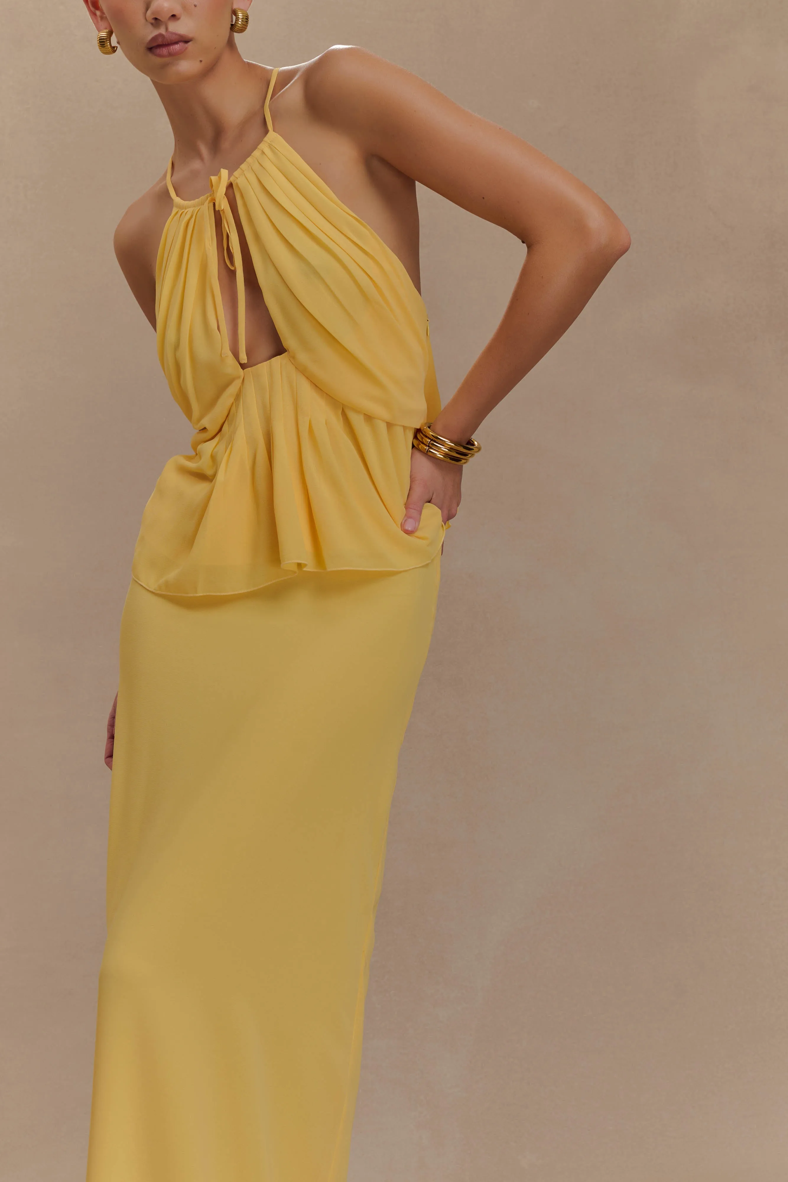 Korra Chiffon Halter Top - Butterscotch sold by Meshki product image thumbnail 3