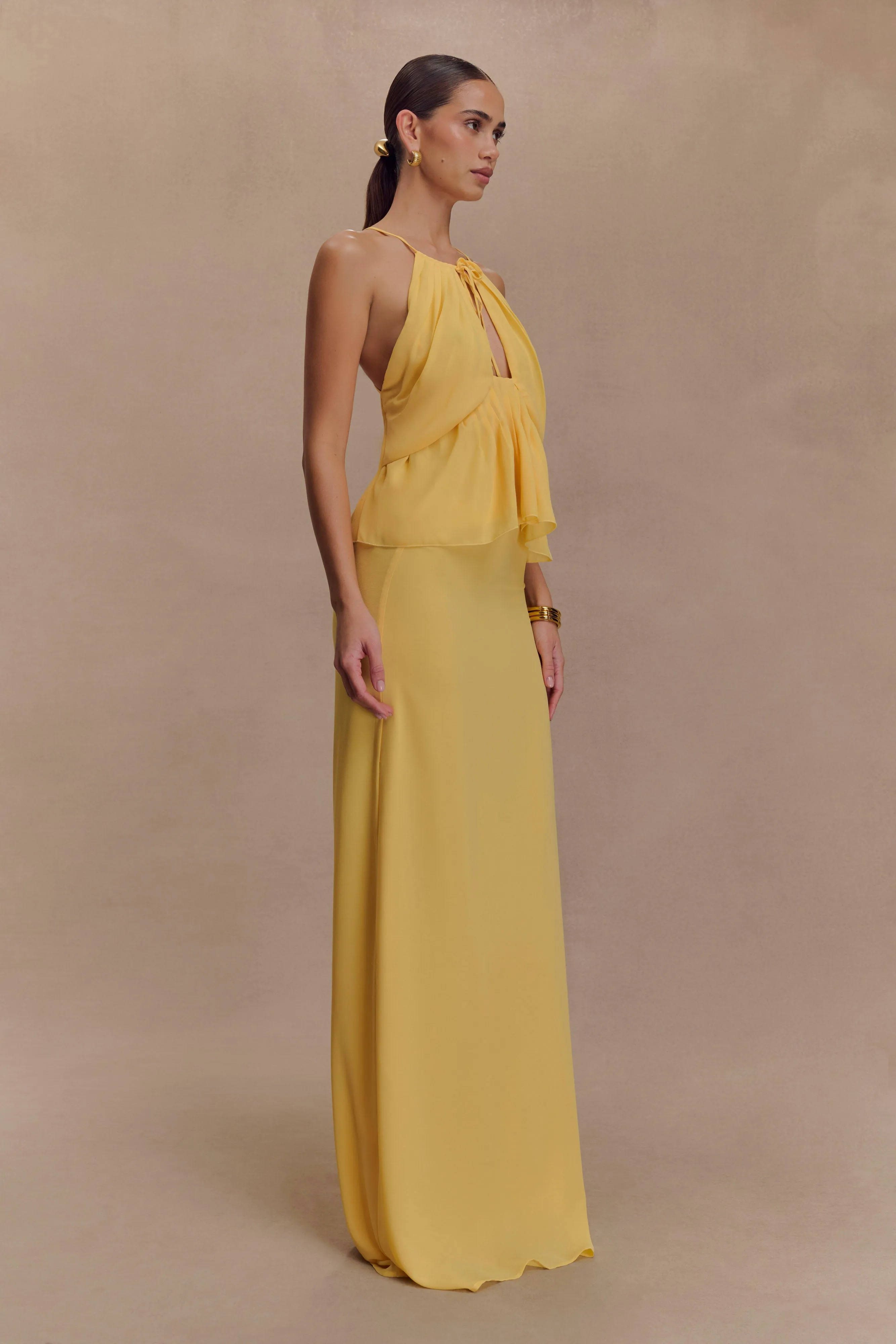 Korra Chiffon Halter Top - Butterscotch sold by Meshki product image thumbnail 4