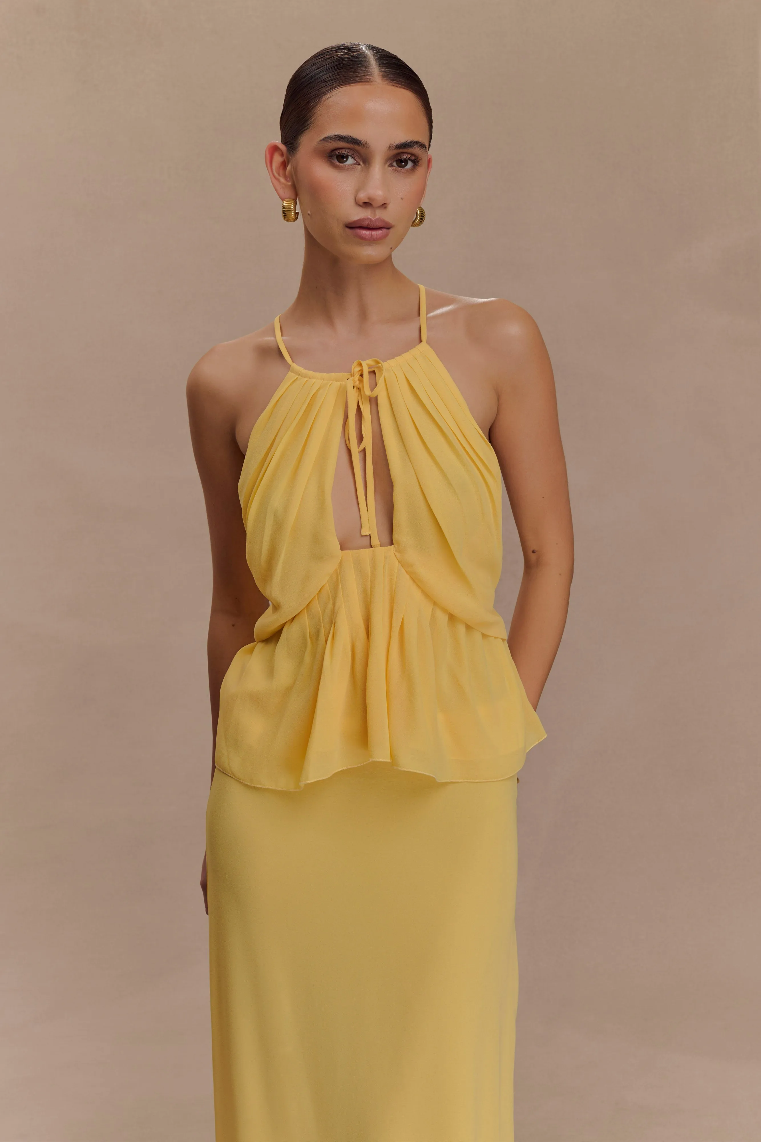 Korra Chiffon Halter Top - Butterscotch sold by Meshki