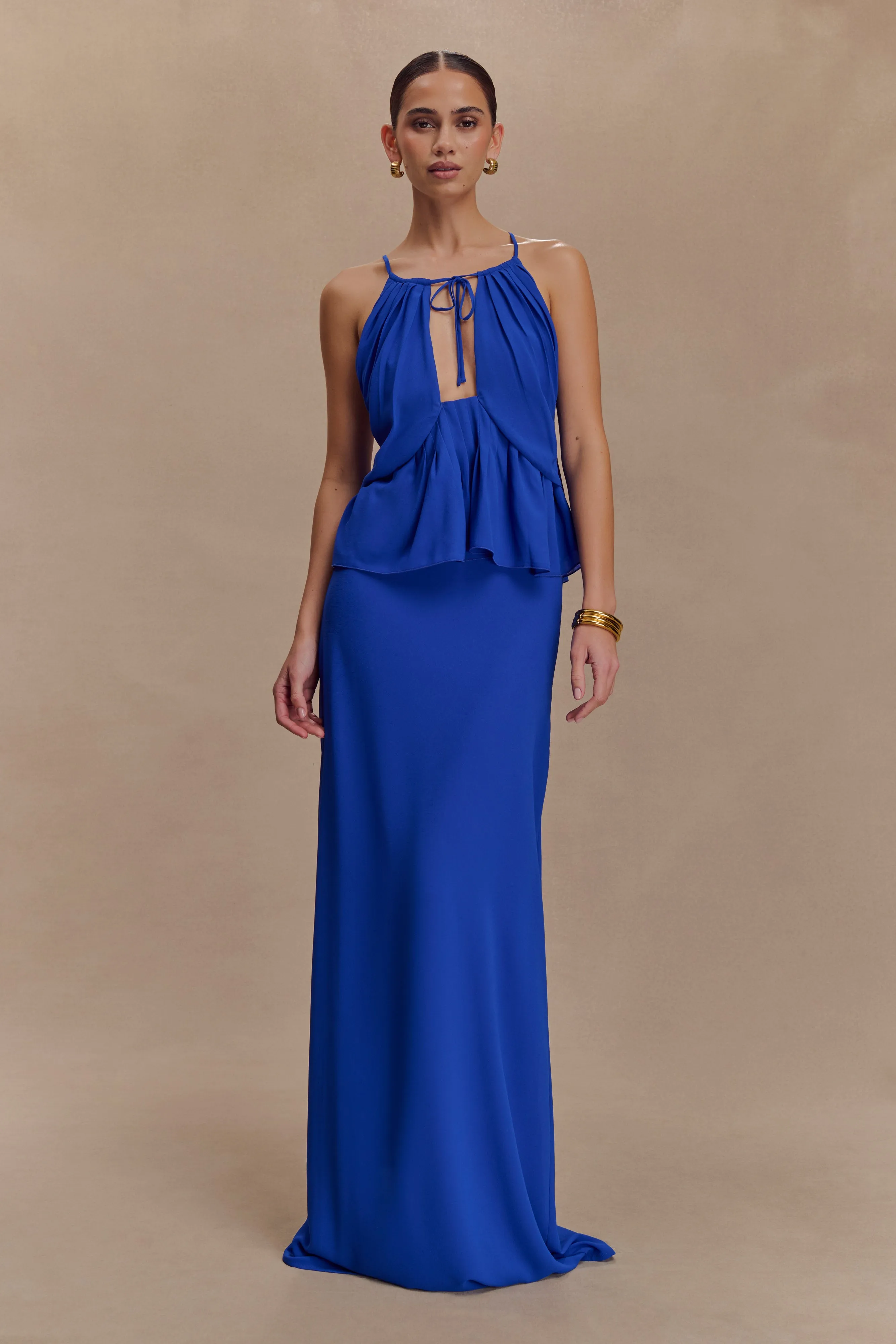 Korra Chiffon Halter Top - Cobalt Blue sold by Meshki product image thumbnail 2