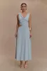 Raleigh Asymmetrical Slinky Midi Dress - Pale Blue sold by Meshki