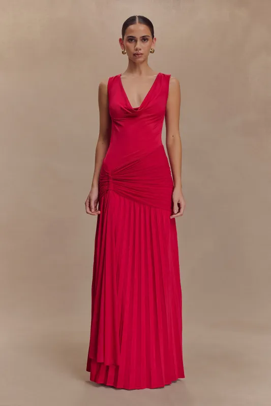 Dania Cowl Neck Slinky Maxi Dress - Fuchsia Pink sold by Meshki