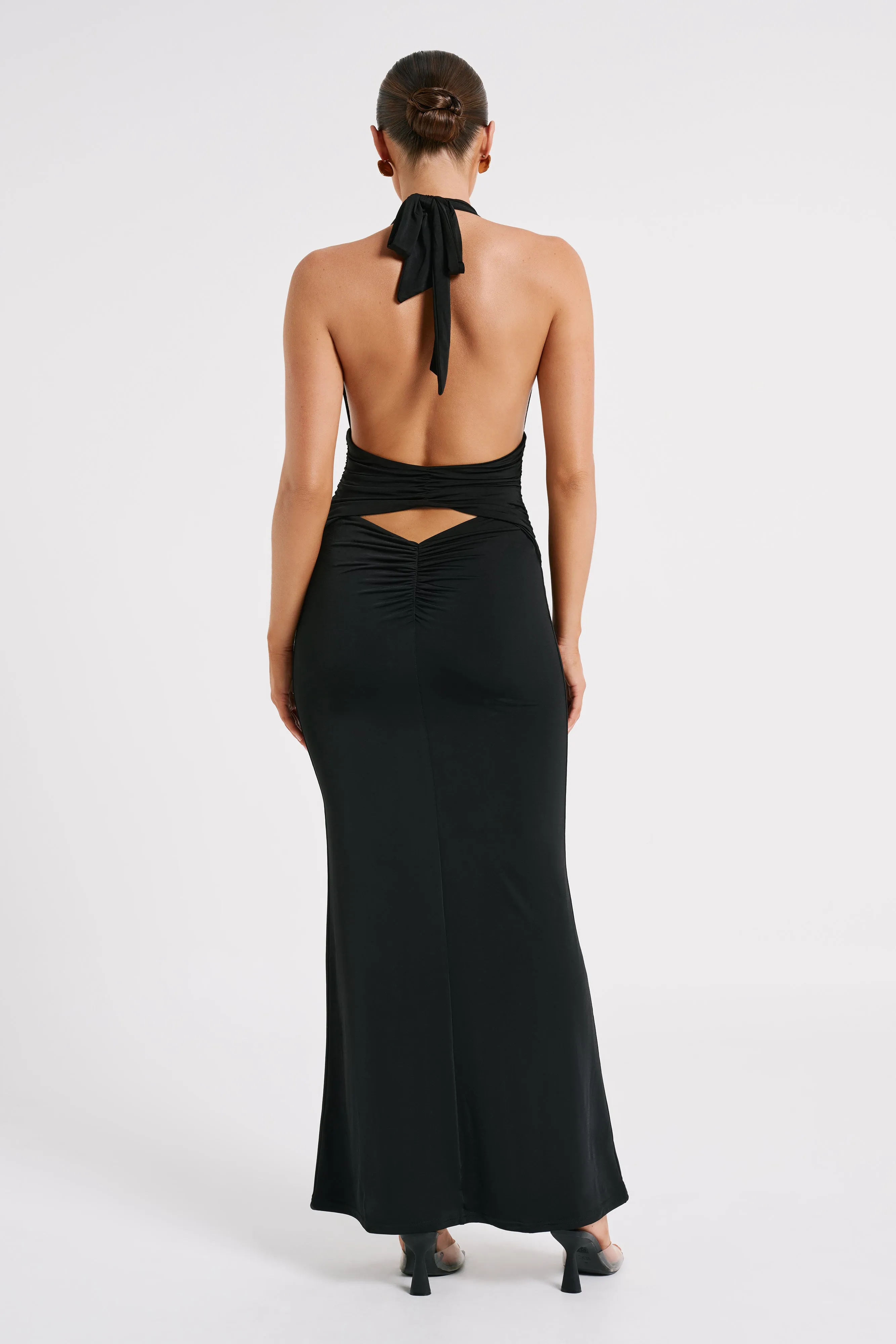 Jovanna Slinky Halter Maxi Dress - Black sold by Meshki product image thumbnail 2