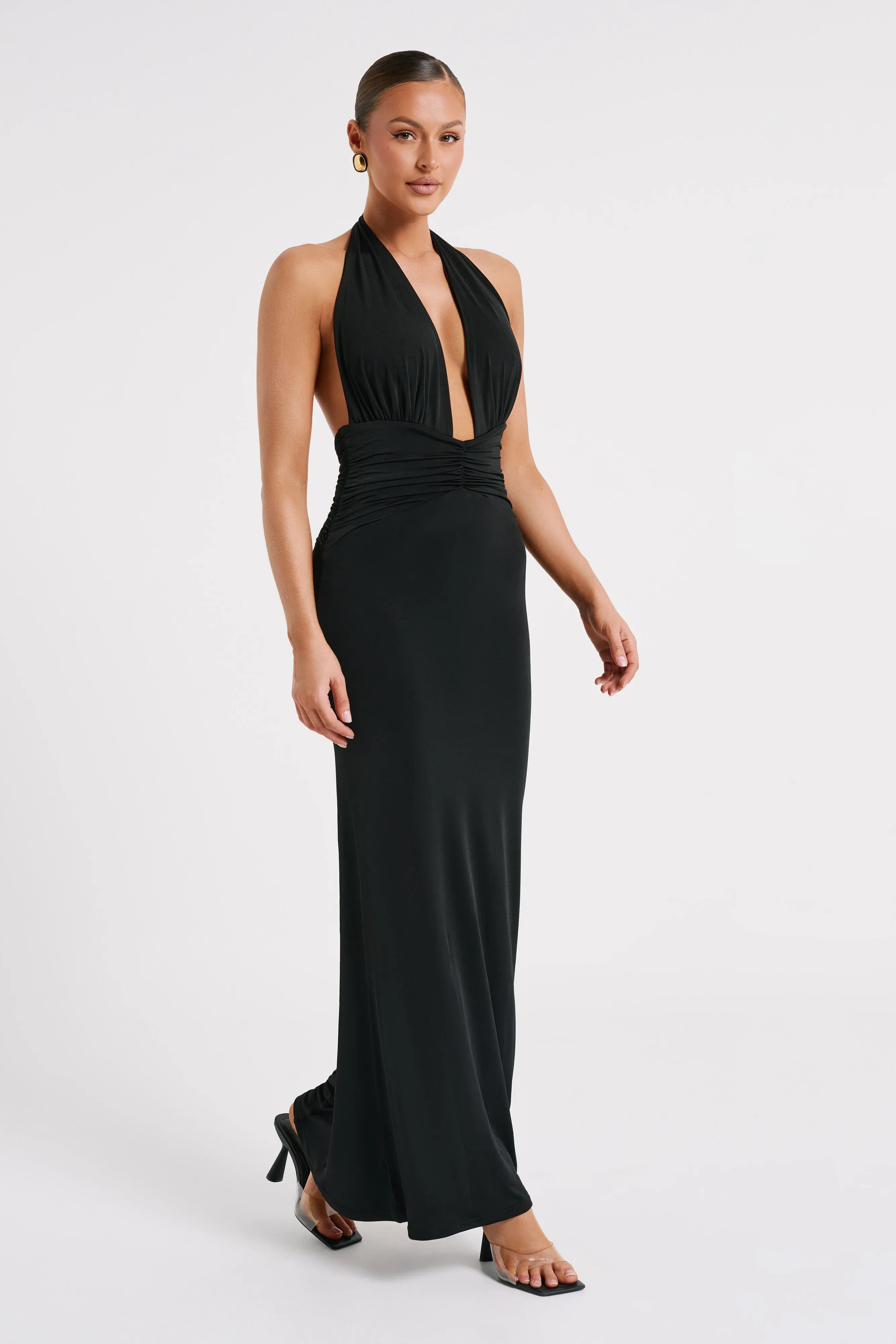 Jovanna Slinky Halter Maxi Dress - Black sold by Meshki product image thumbnail 4