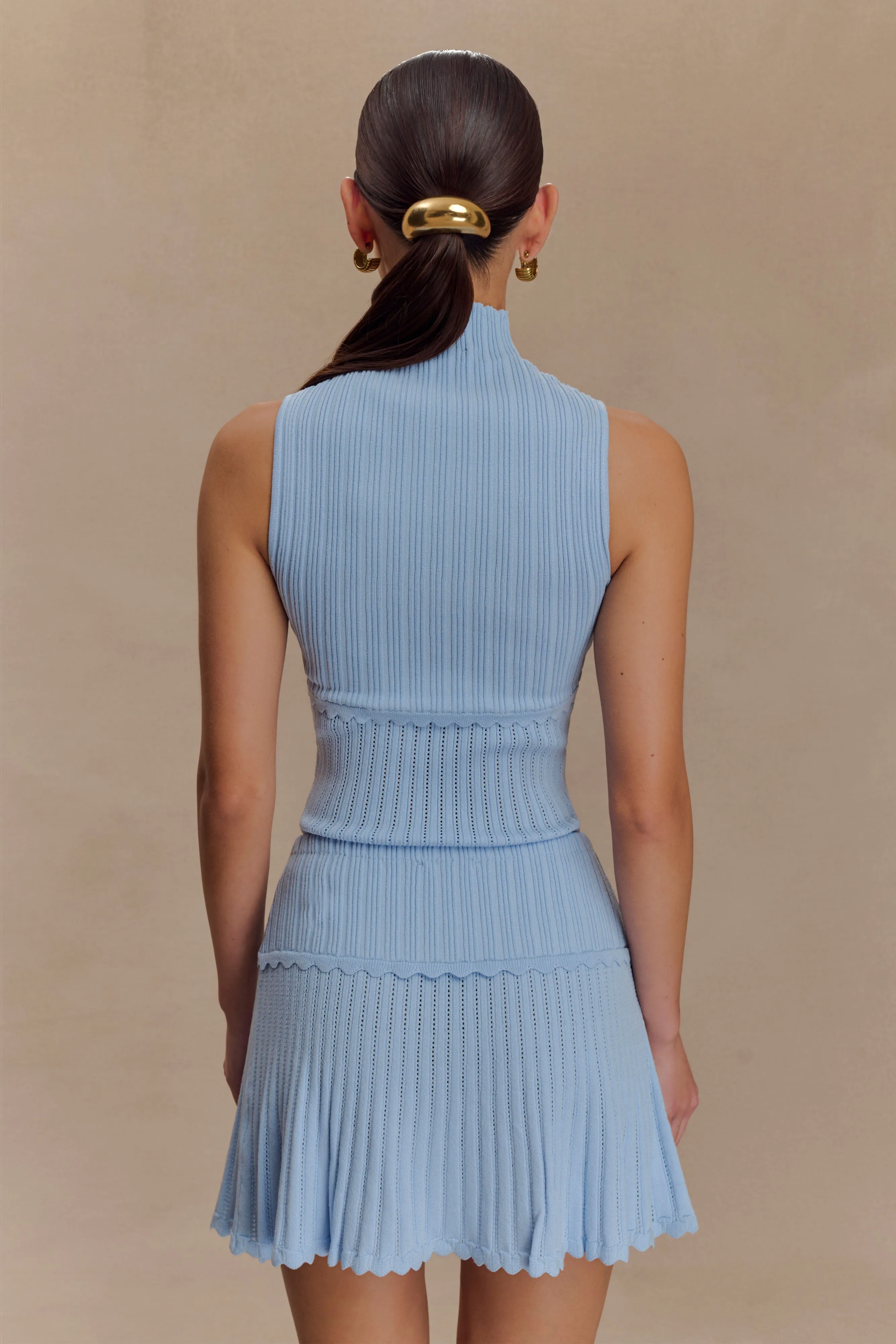 Indy Pointelle Knit Top - Cornflower Blue sold by Meshki product image thumbnail 2