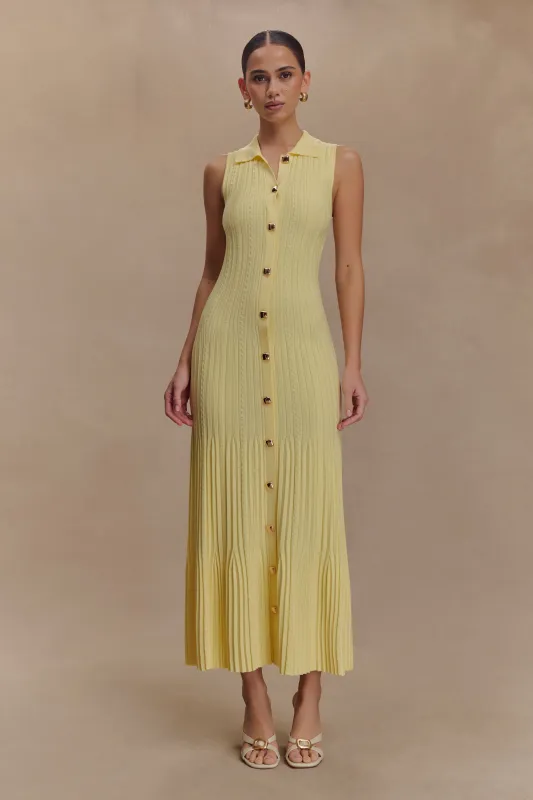 Margie Sleeveless Knit Midi Dress - Lemon sold by Meshki