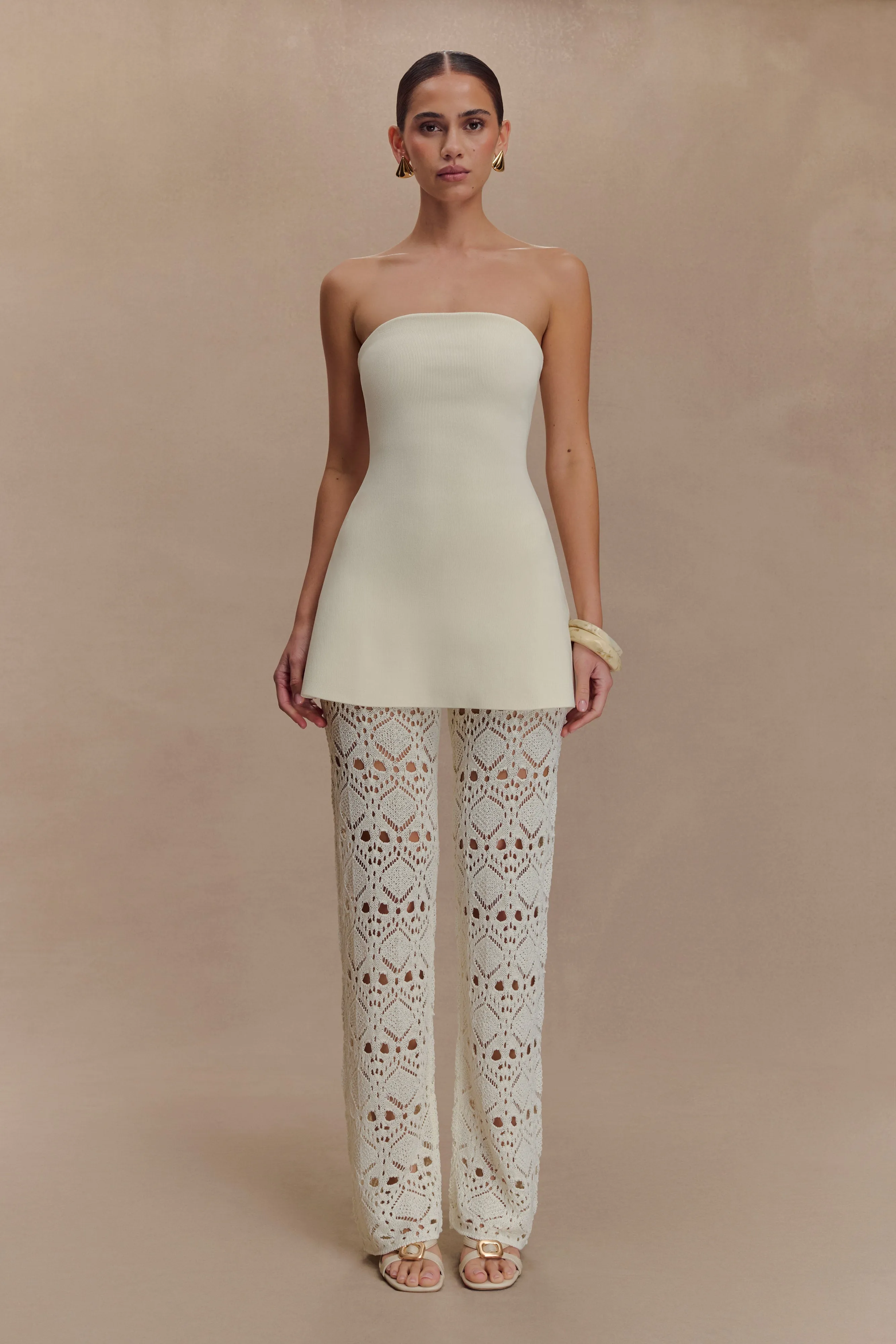 Trena Crochet Knit Pants - Ivory sold by Meshki