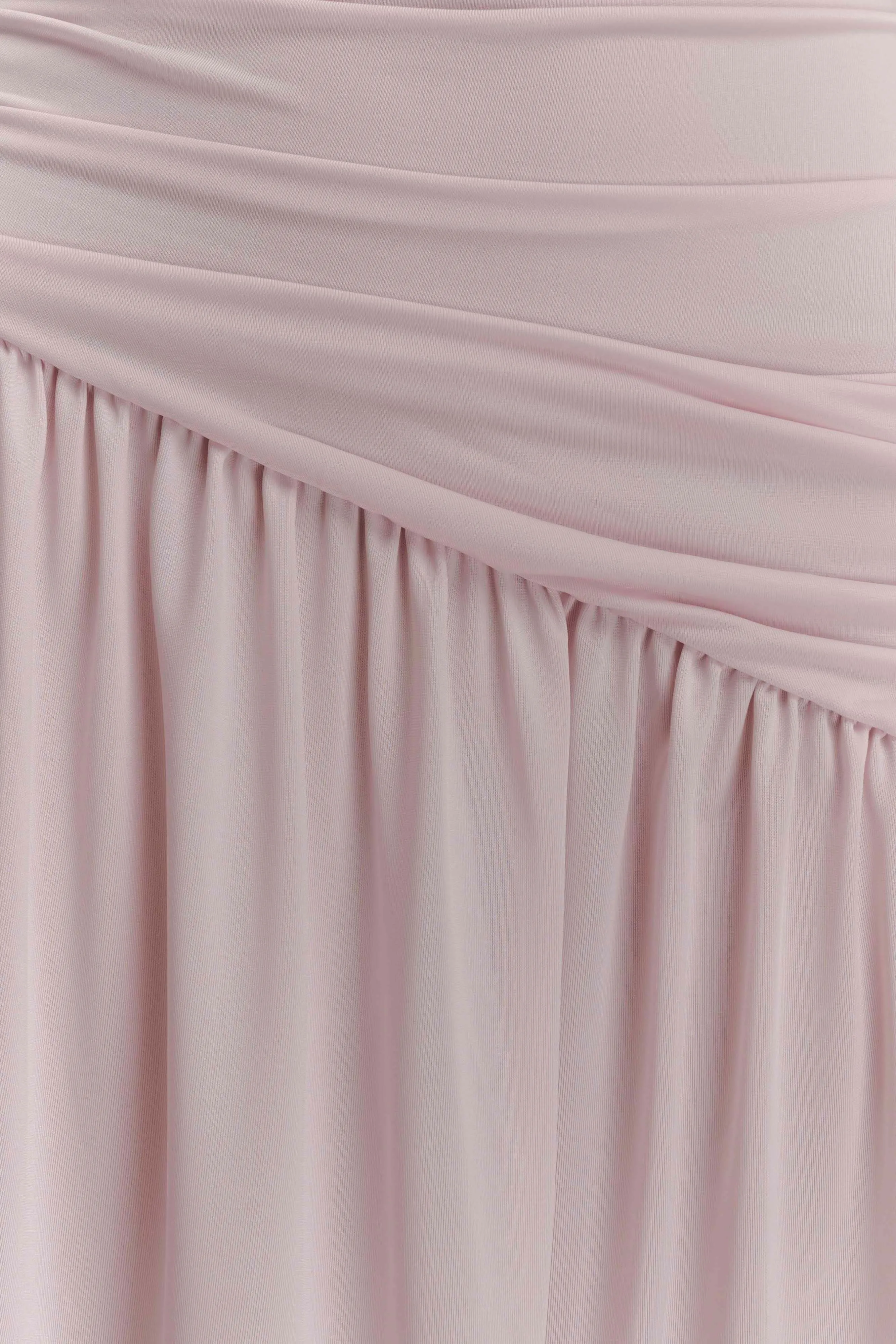 Bex Strapless Slinky Maxi Dress With Split - Pale Pink sold by Meshki product image thumbnail 5