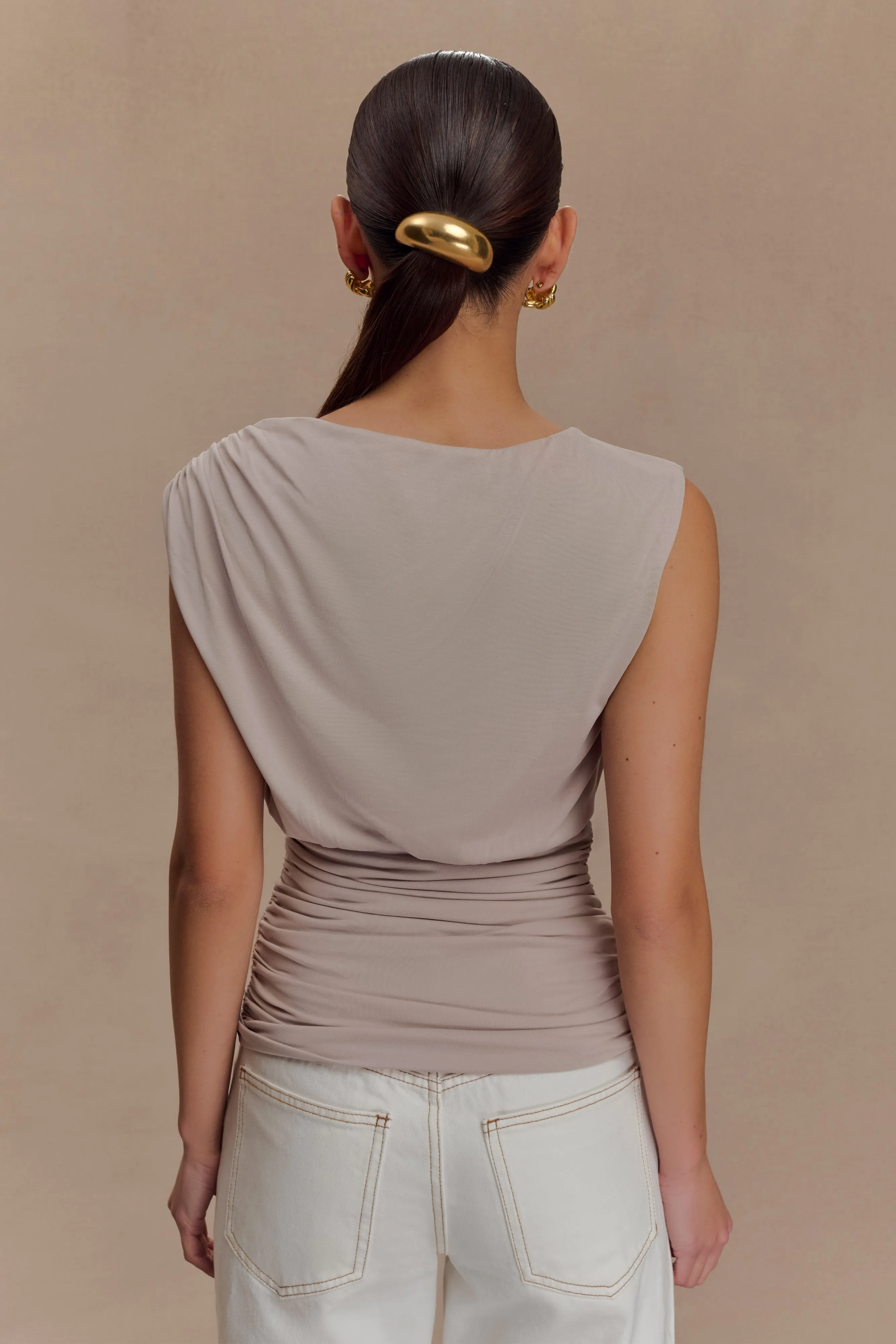 Anthony Short Sleeve Top - Taupe sold by Meshki product image thumbnail 2