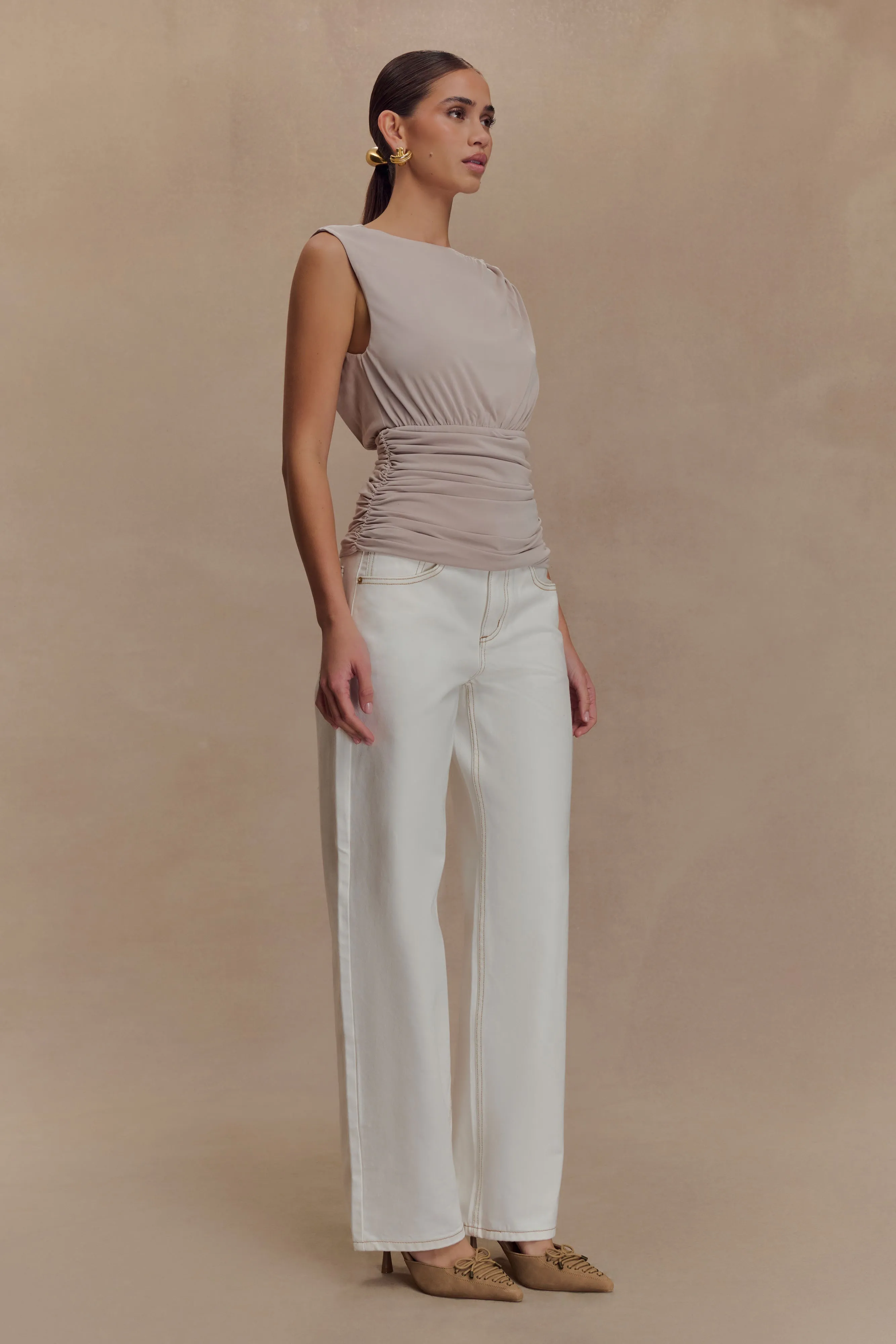 Anthony Short Sleeve Top - Taupe sold by Meshki product image thumbnail 3