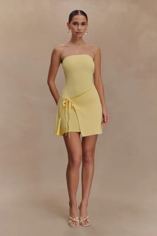 Rian Strapless Knit Mini Dress - Lemon sold by Meshki