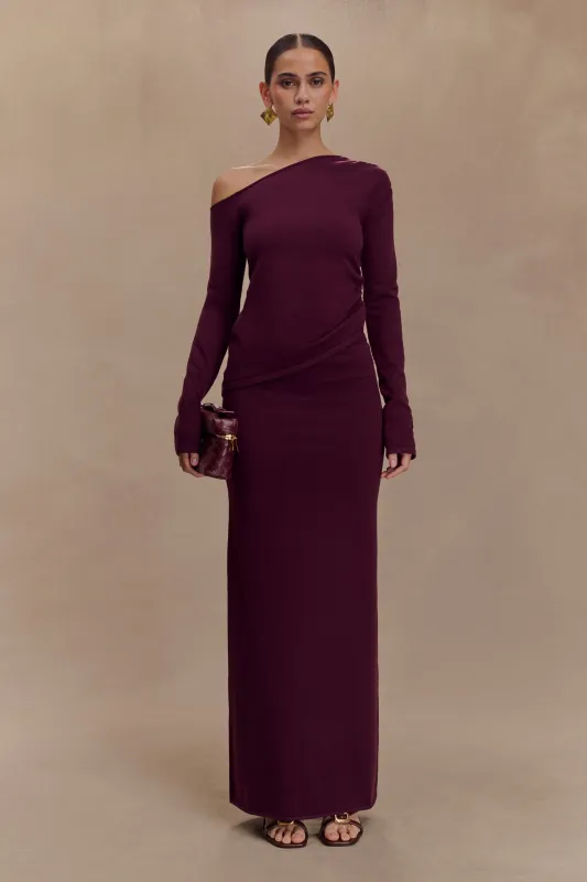 Miles Knit Maxi Skirt - Plum sold by Meshki
