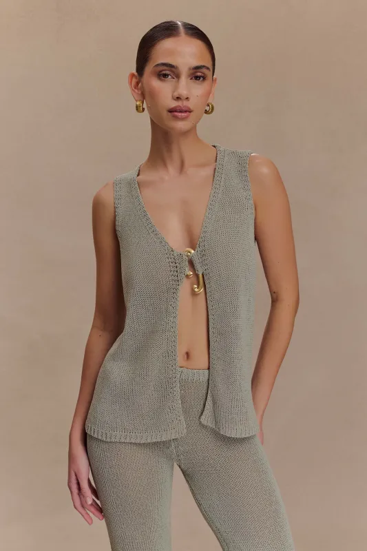 Malani Knit Top With Hardware - Sage sold by Meshki