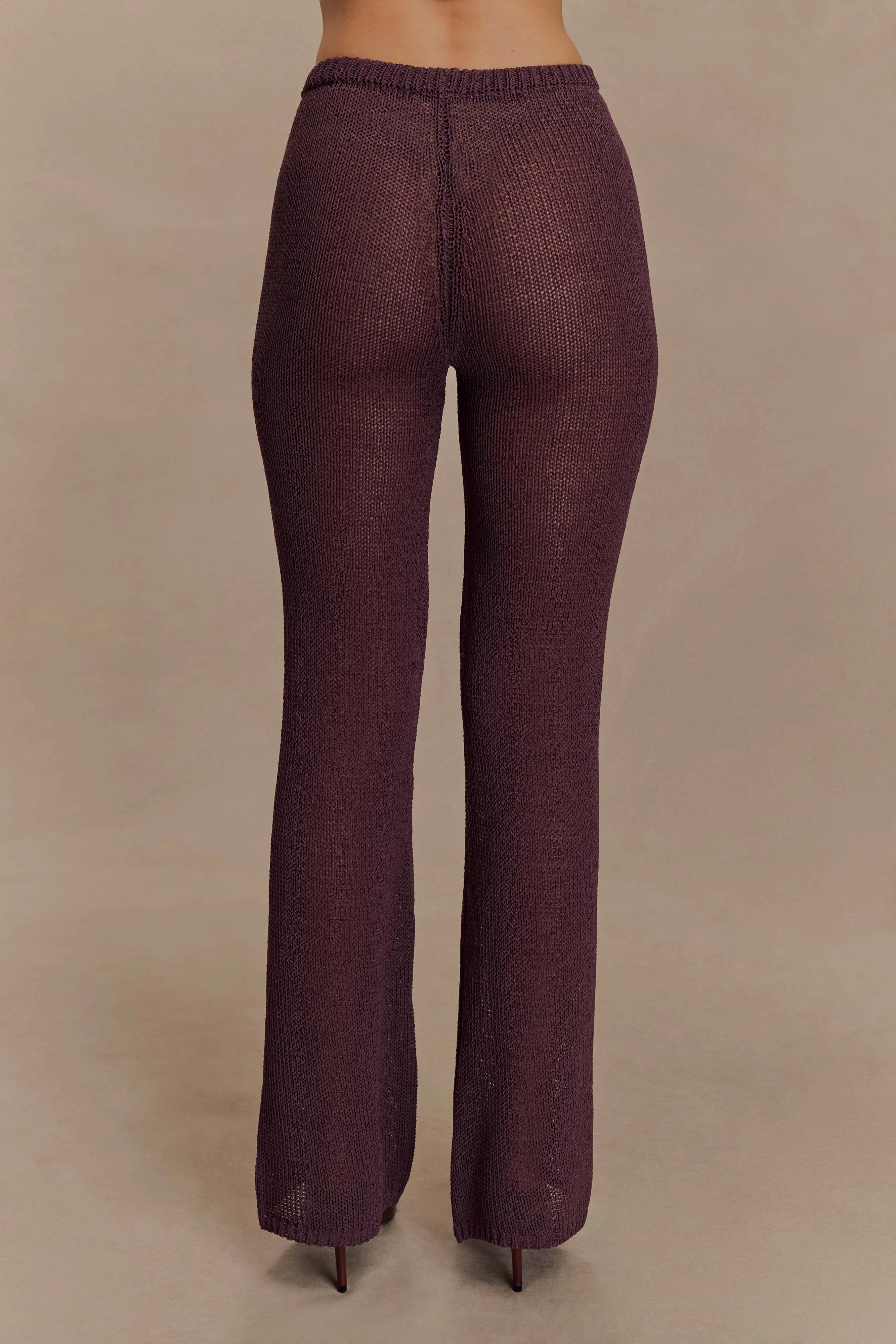 Malani Wide Leg Knit Pants - Chocolate sold by Meshki product image thumbnail 2
