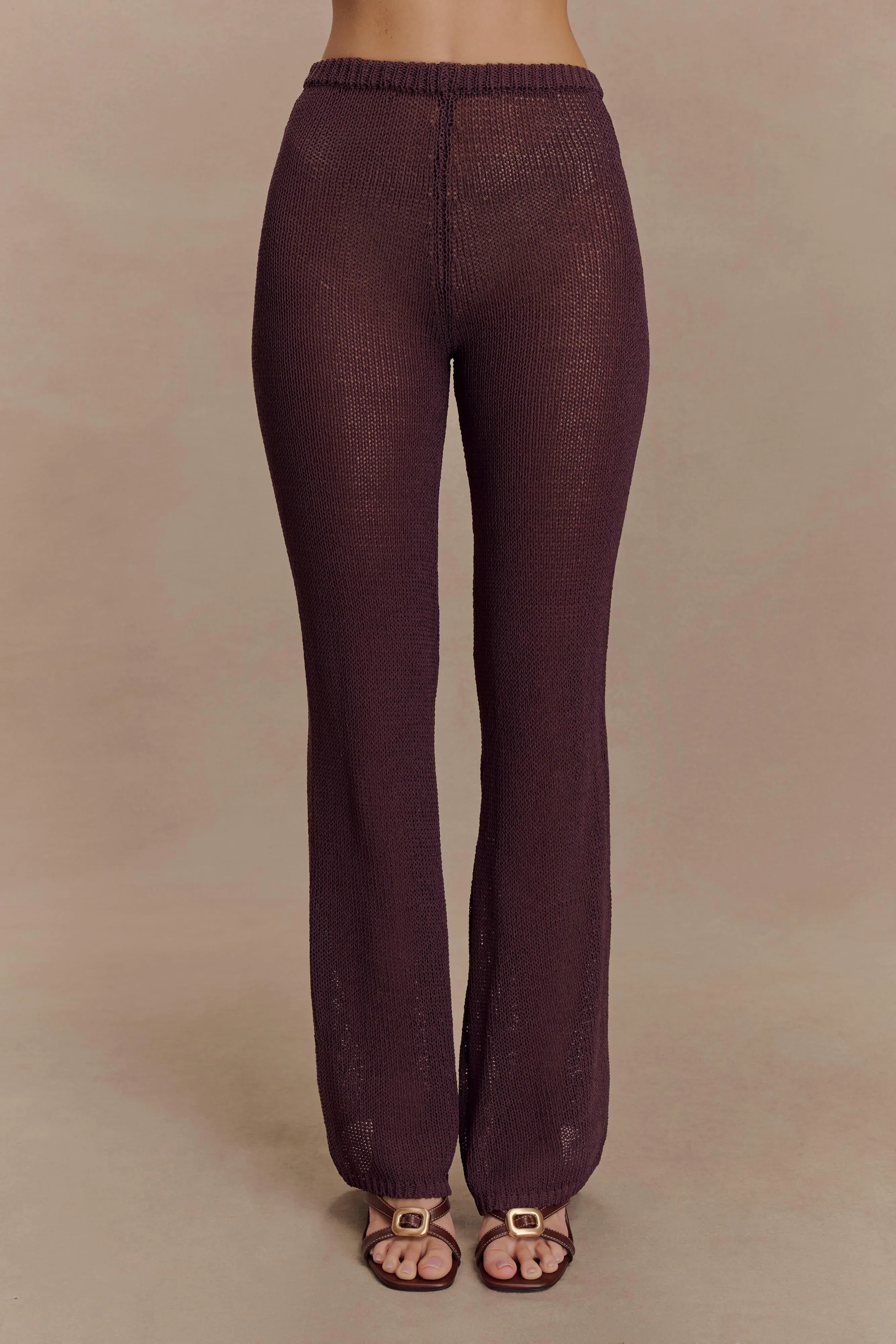 Malani Wide Leg Knit Pants - Chocolate sold by Meshki