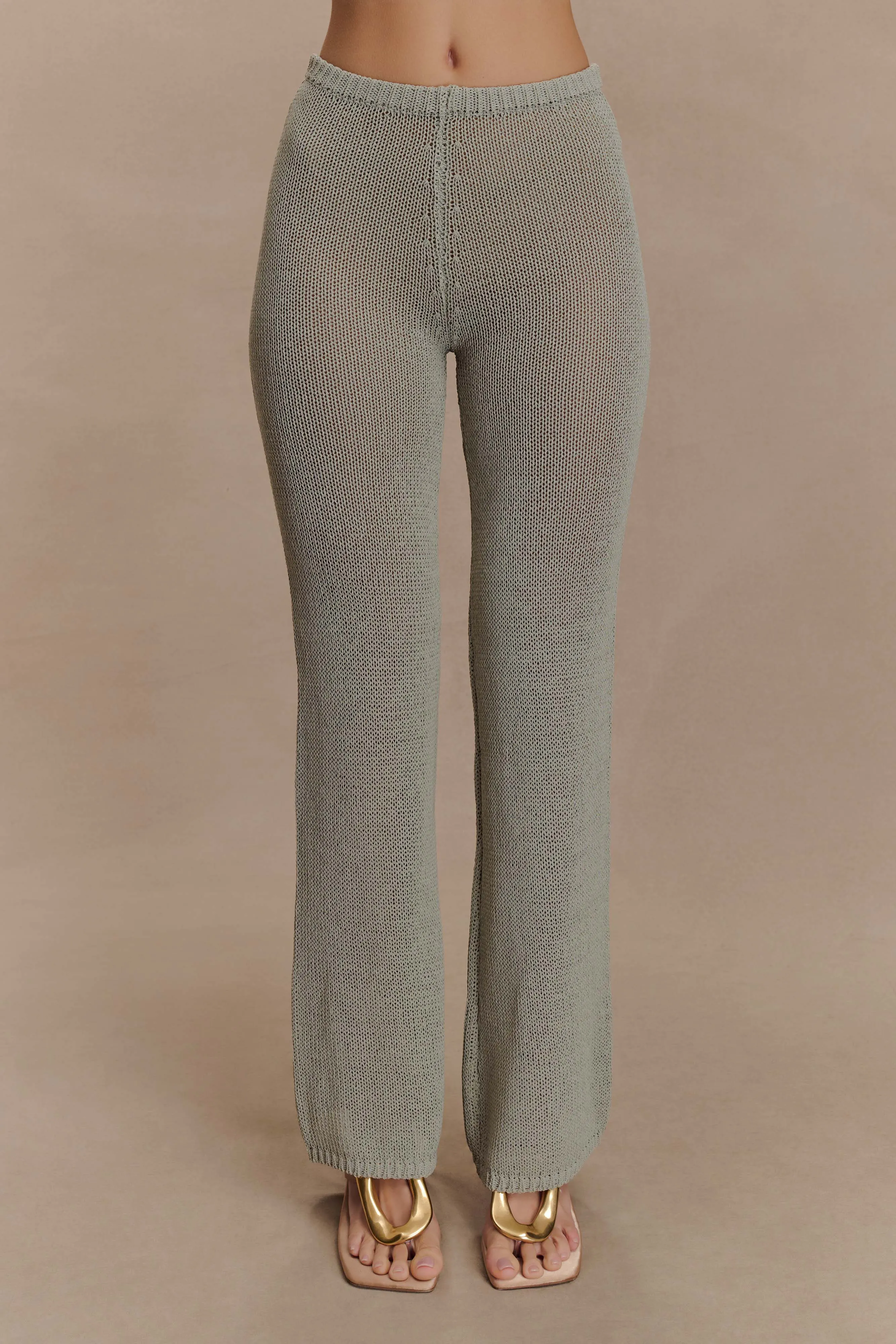 Malani Wide Leg Knit Pants - Sage sold by Meshki