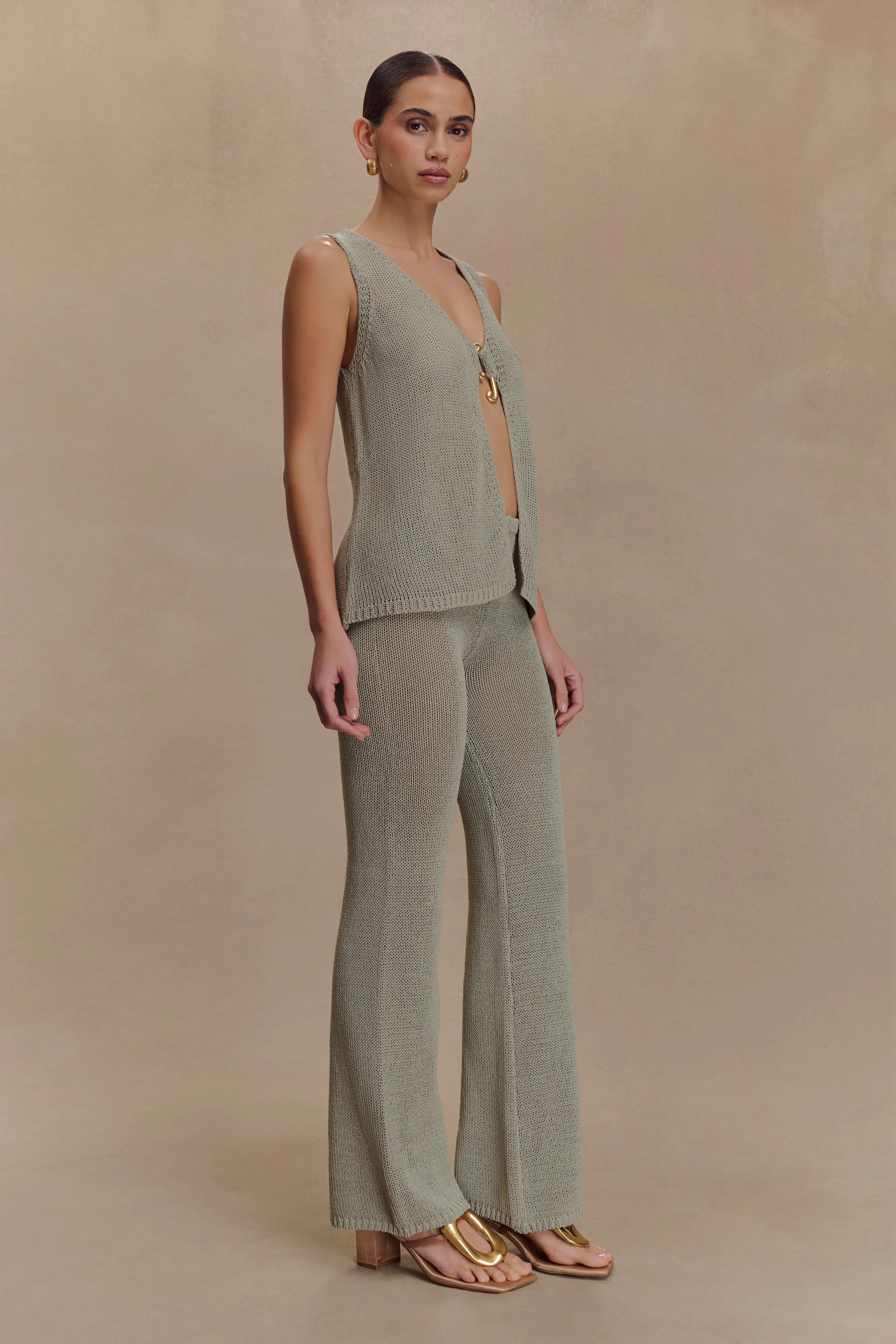 Malani Wide Leg Knit Pants - Sage sold by Meshki product image thumbnail 4