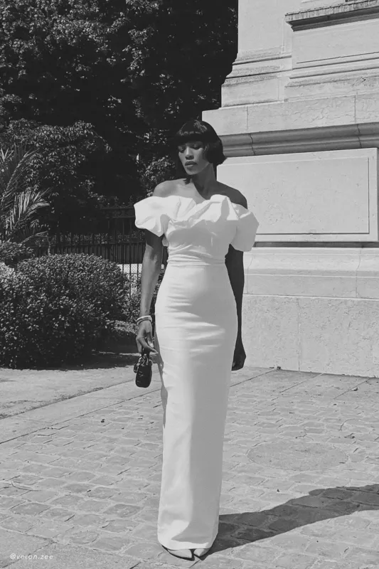 Sariya Sculptural Maxi Dress - White sold by Meshki