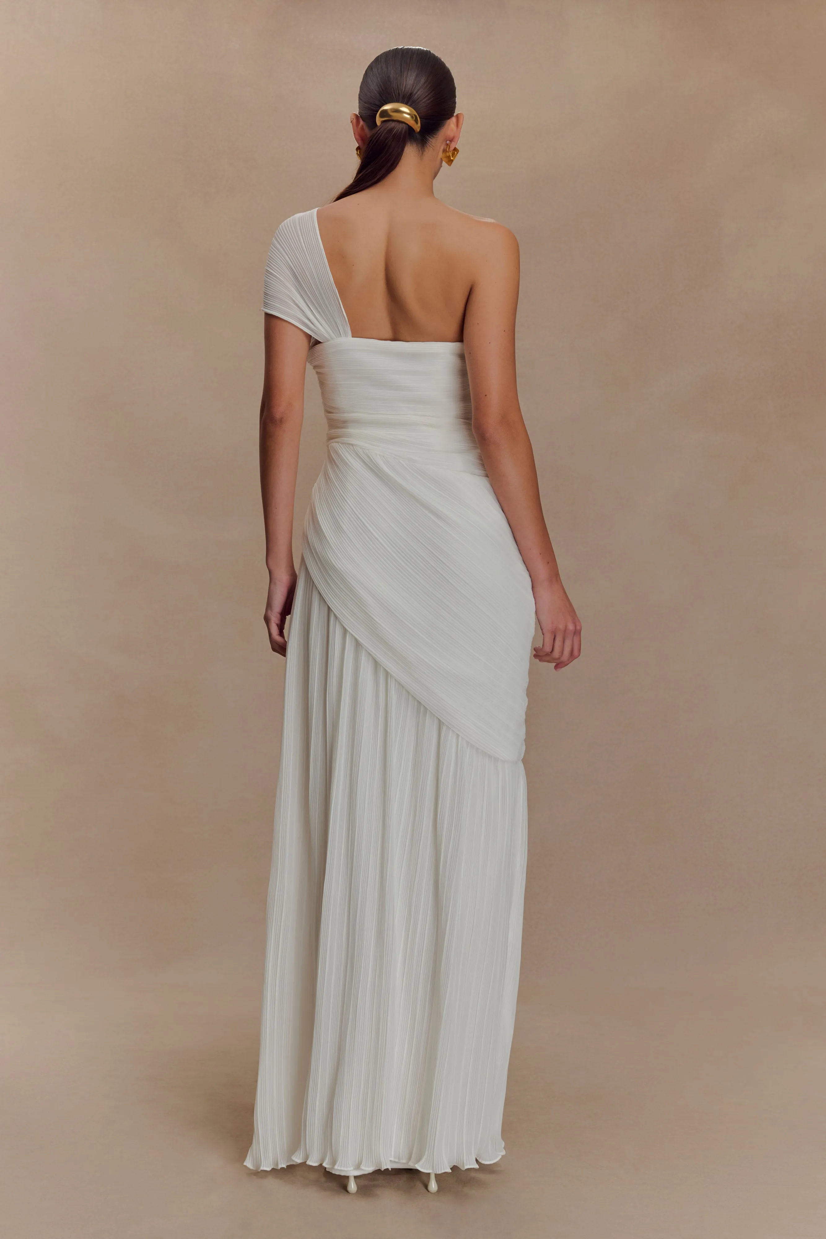 Tamara Shirred Chiffon Midi Dress - White sold by Meshki product image thumbnail 2