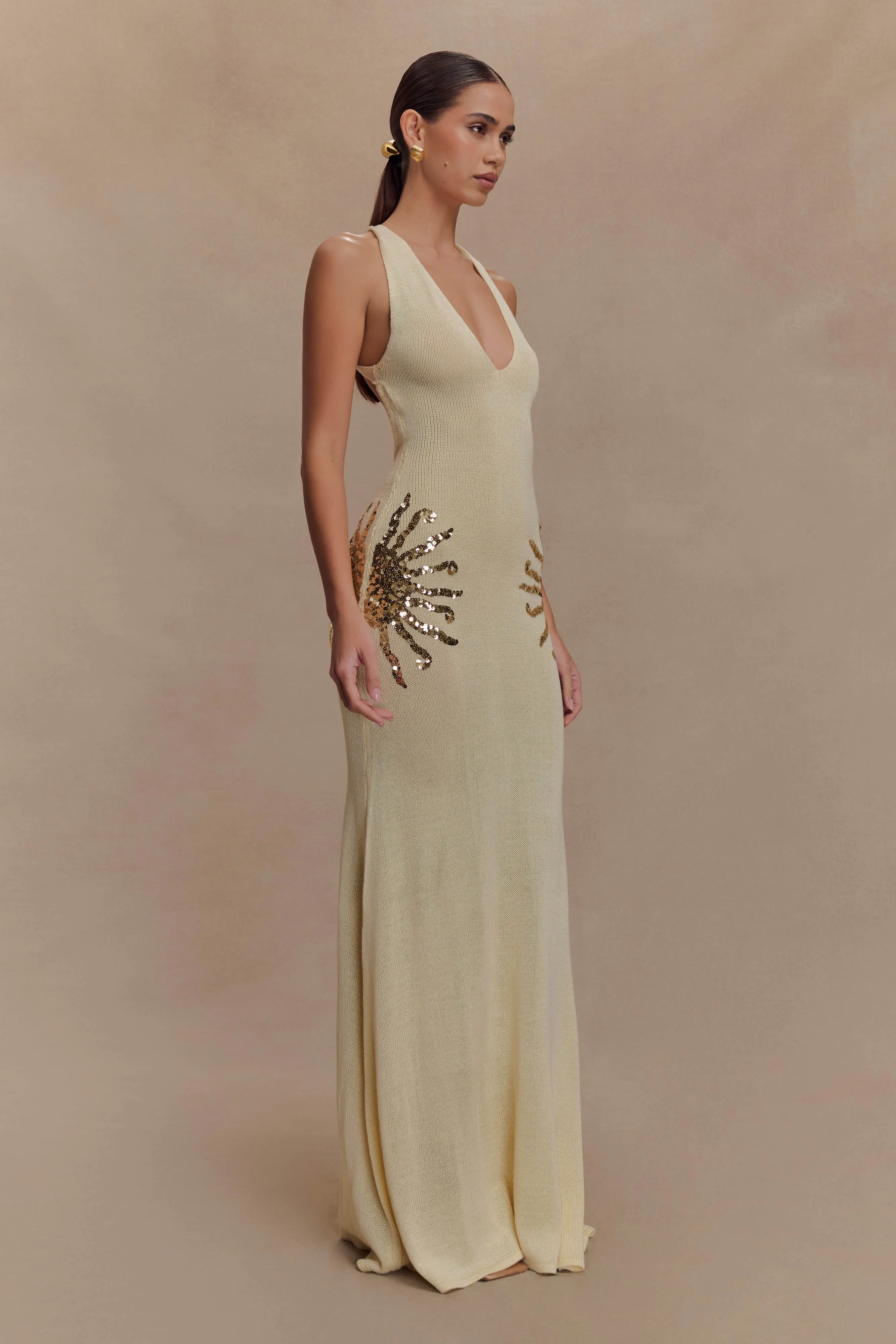 Ellington Knit Maxi Dress With Sequin - Ivory sold by Meshki product image thumbnail 5