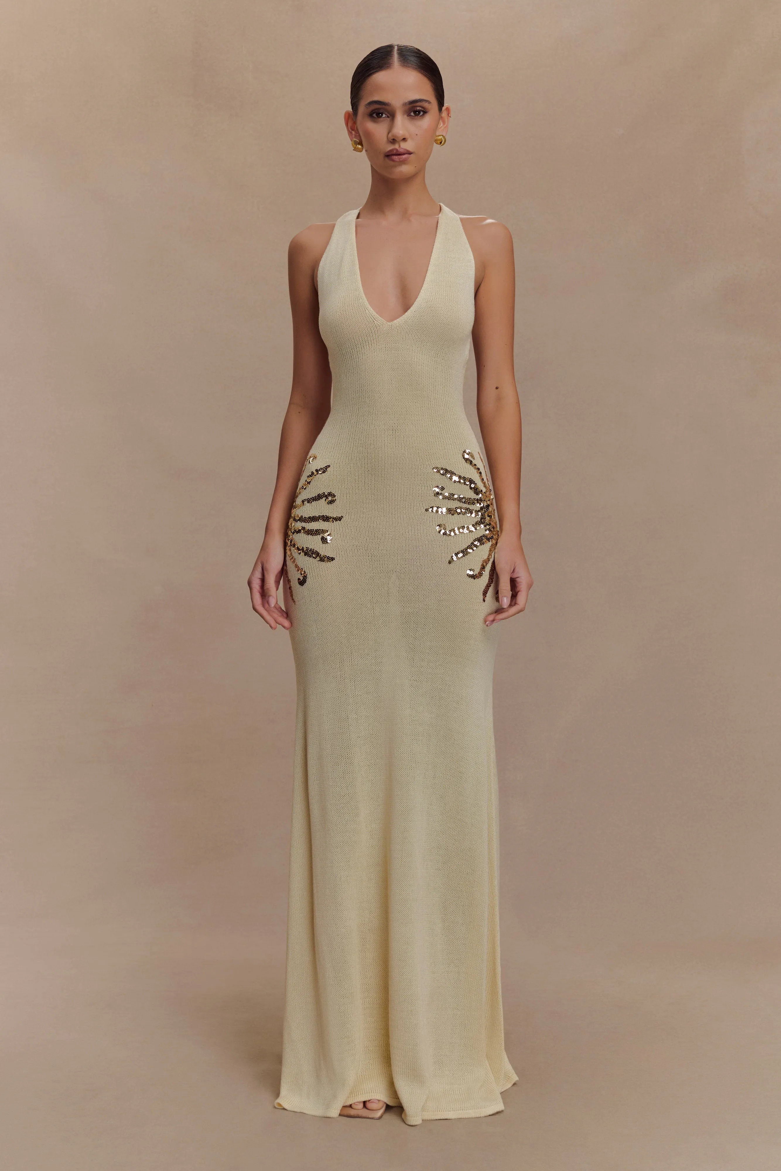 Ellington Knit Maxi Dress With Sequin - Ivory sold by Meshki product image thumbnail 4