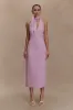 Simona Halter Neck Midi Dress - Blush Pink sold by Meshki