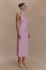 Simona Halter Neck Midi Dress - Blush Pink sold by Meshki