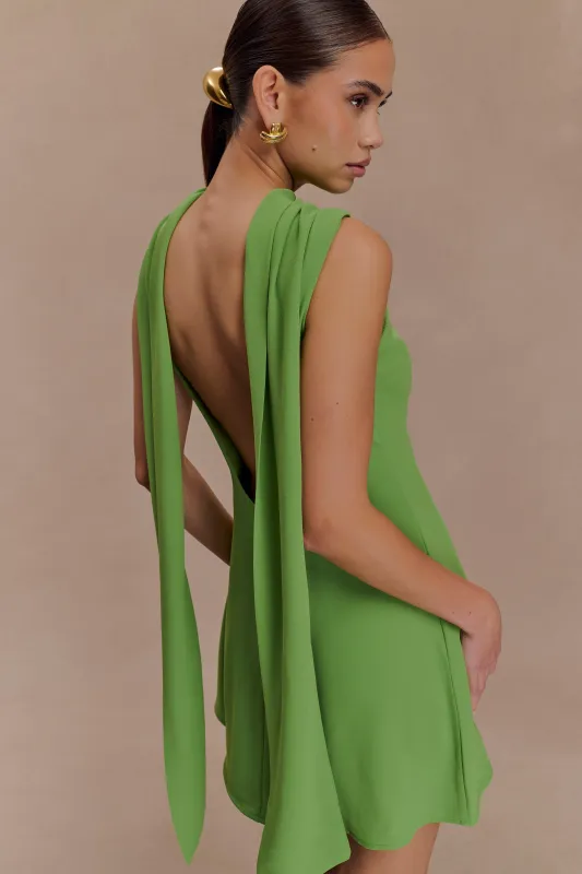 Wynter Scarf Draped Mini Dress - Green sold by Meshki