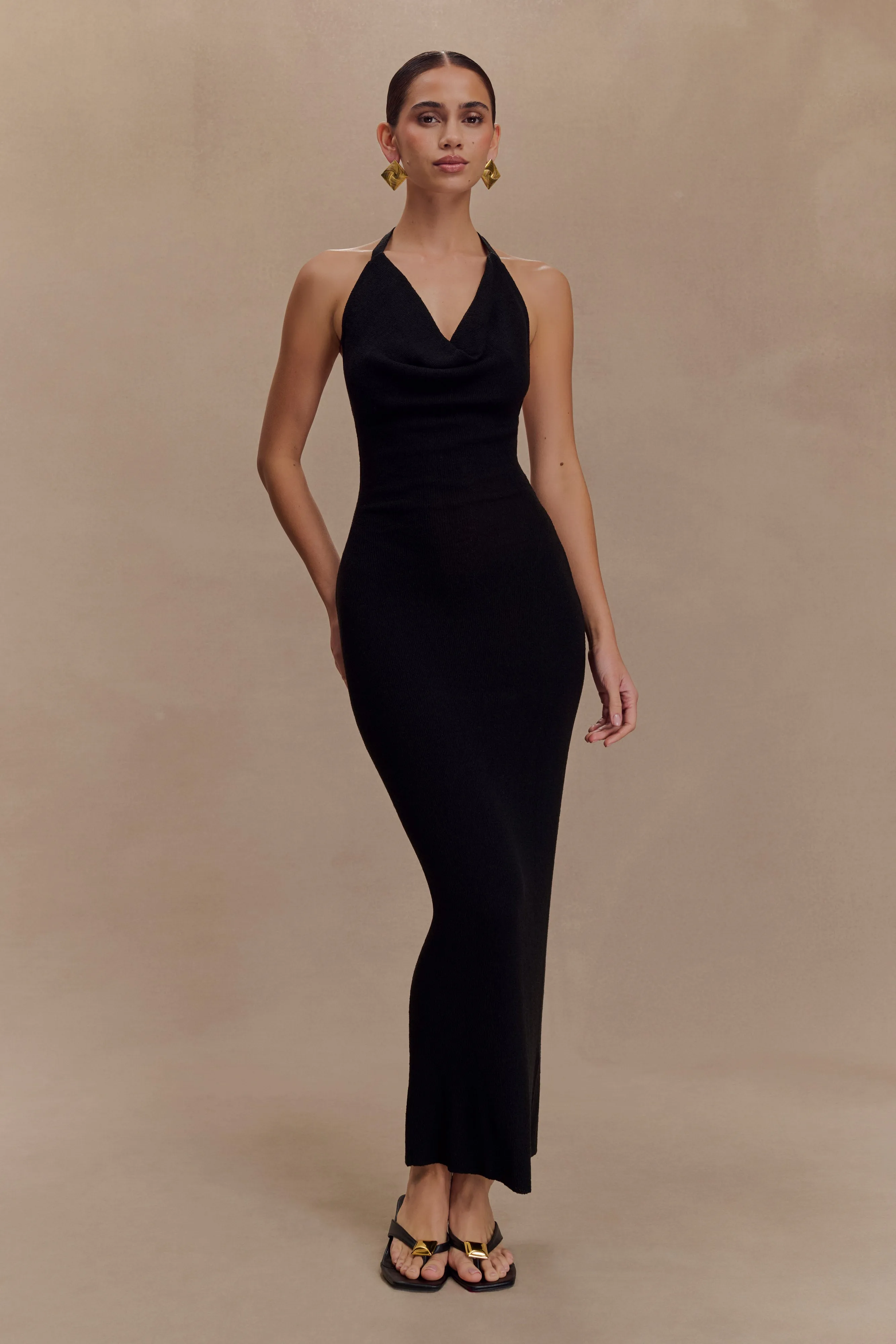 Ayella Cowl Knit Maxi Dress - Black sold by Meshki product image thumbnail 5