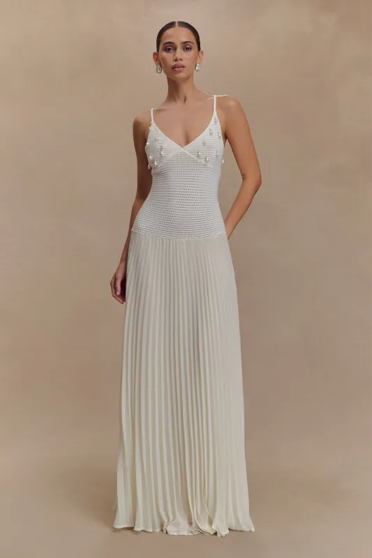 Catherine Crochet Pearl Maxi Dress - White sold by Meshki