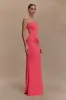 Madison Strapless Slinky Maxi Dress - Coral sold by Meshki