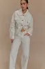 Kirra Cinched Denim Jacket - White sold by Meshki