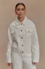 Kirra Cinched Denim Jacket - White sold by Meshki