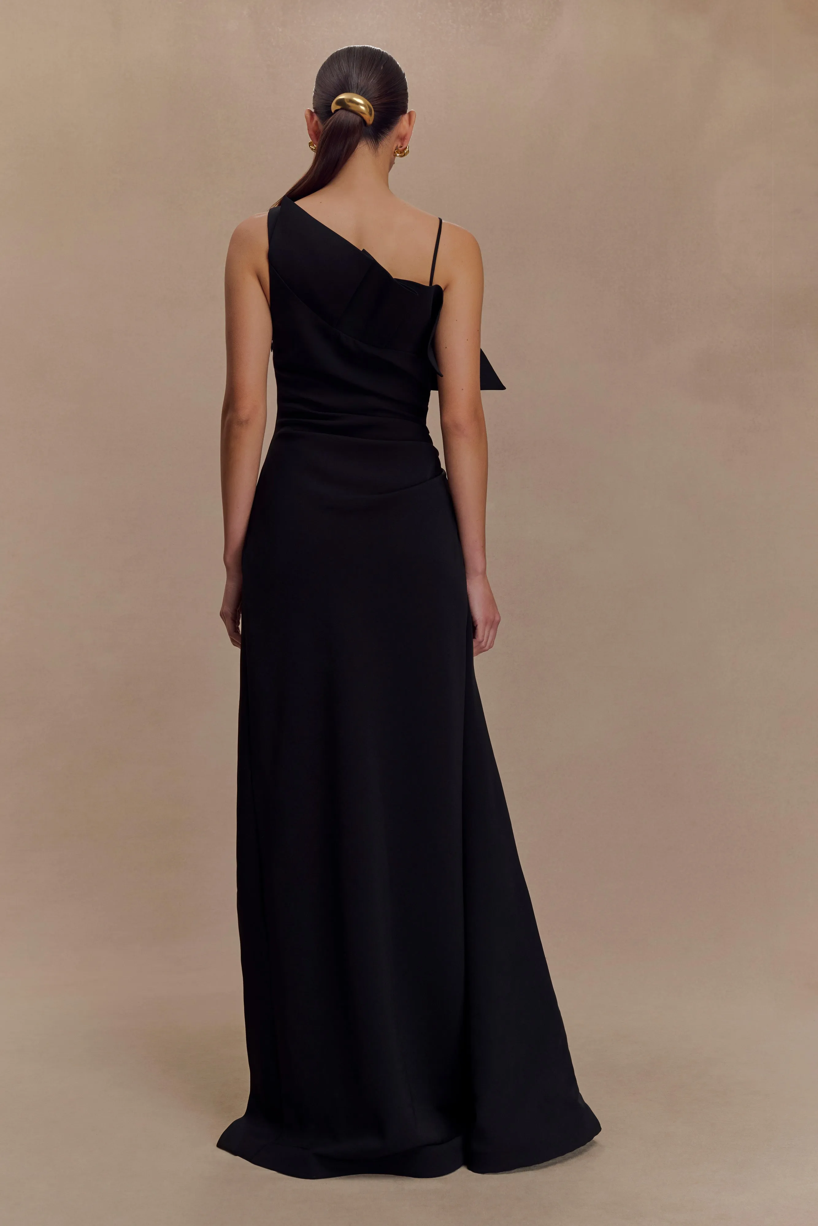 Adalyn One Shoulder Crepe Maxi Dress - Black sold by Meshki product image thumbnail 2